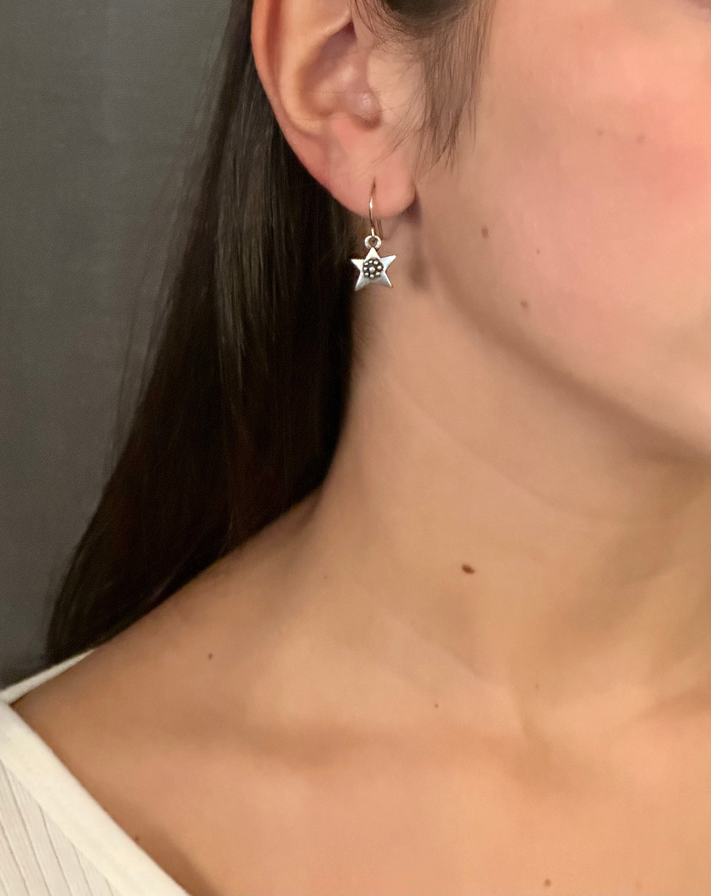 Silver Star Earrings | Rustic Star Earrings | Artisan Star Earrings | Star Flower Earrings | Unique Silver Star Earrings