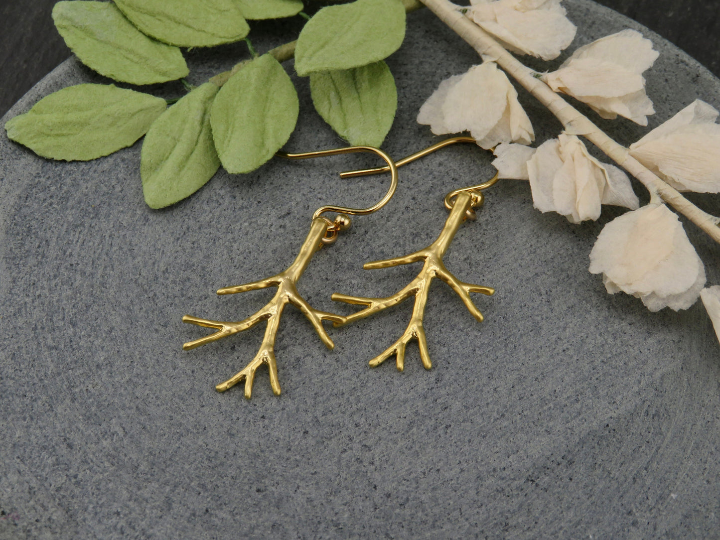 Gold Branch Earrings | Lightweight Gold Earrings | Gold Tree Branch Earrings | Hanging Branch Earrings | Gold Twig Earrings | Tree Branch