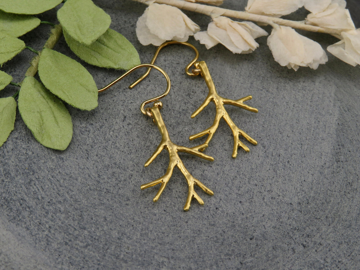 Gold Branch Earrings | Lightweight Gold Earrings | Gold Tree Branch Earrings | Hanging Branch Earrings | Gold Twig Earrings | Tree Branch