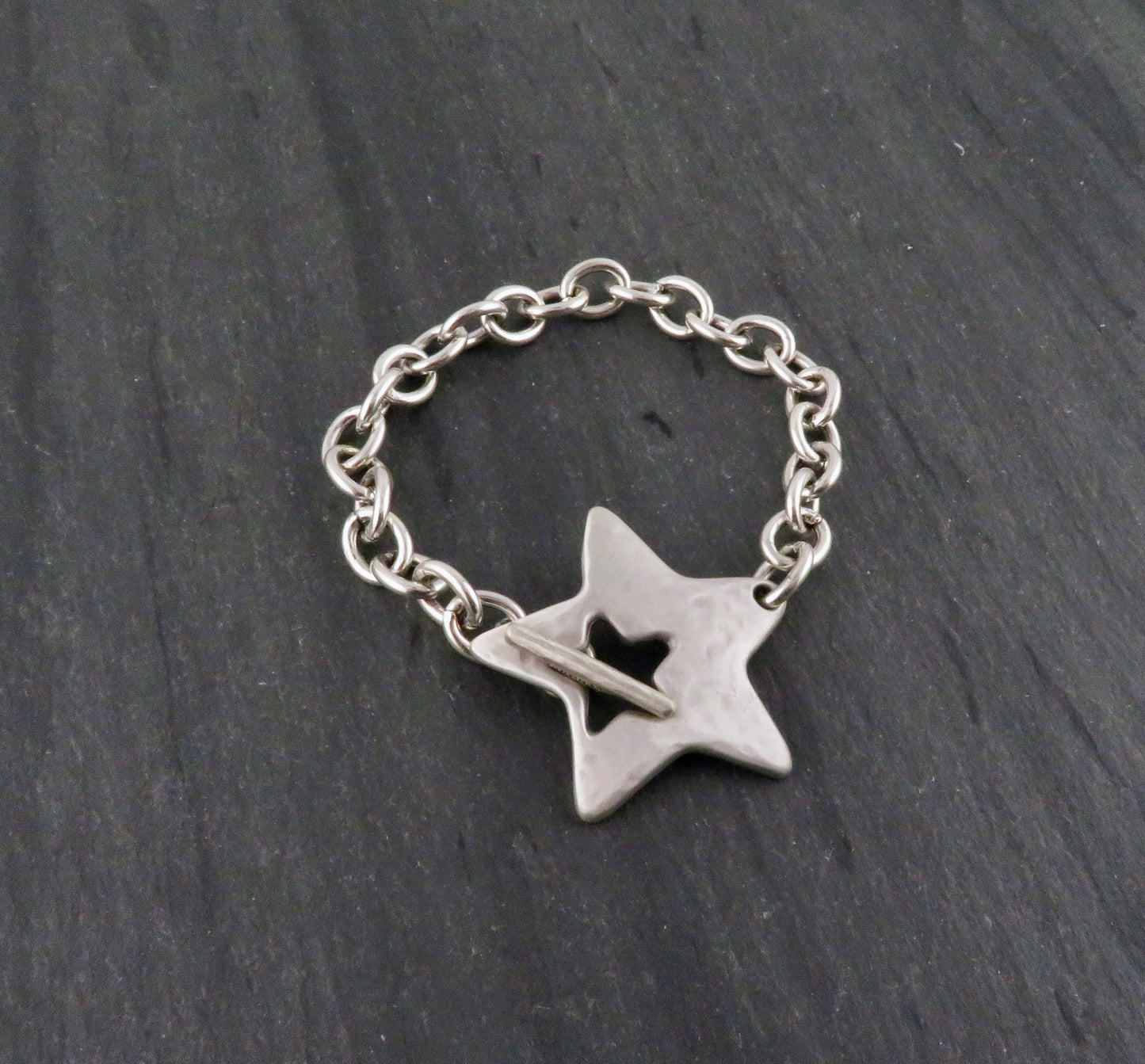 Hammered Star Bracelet | Chunky Star Bracelet | Silver Star Bracelet | Toggle Clasp Bracelet | Unique Star Bracelet | Chunky Silver Star
