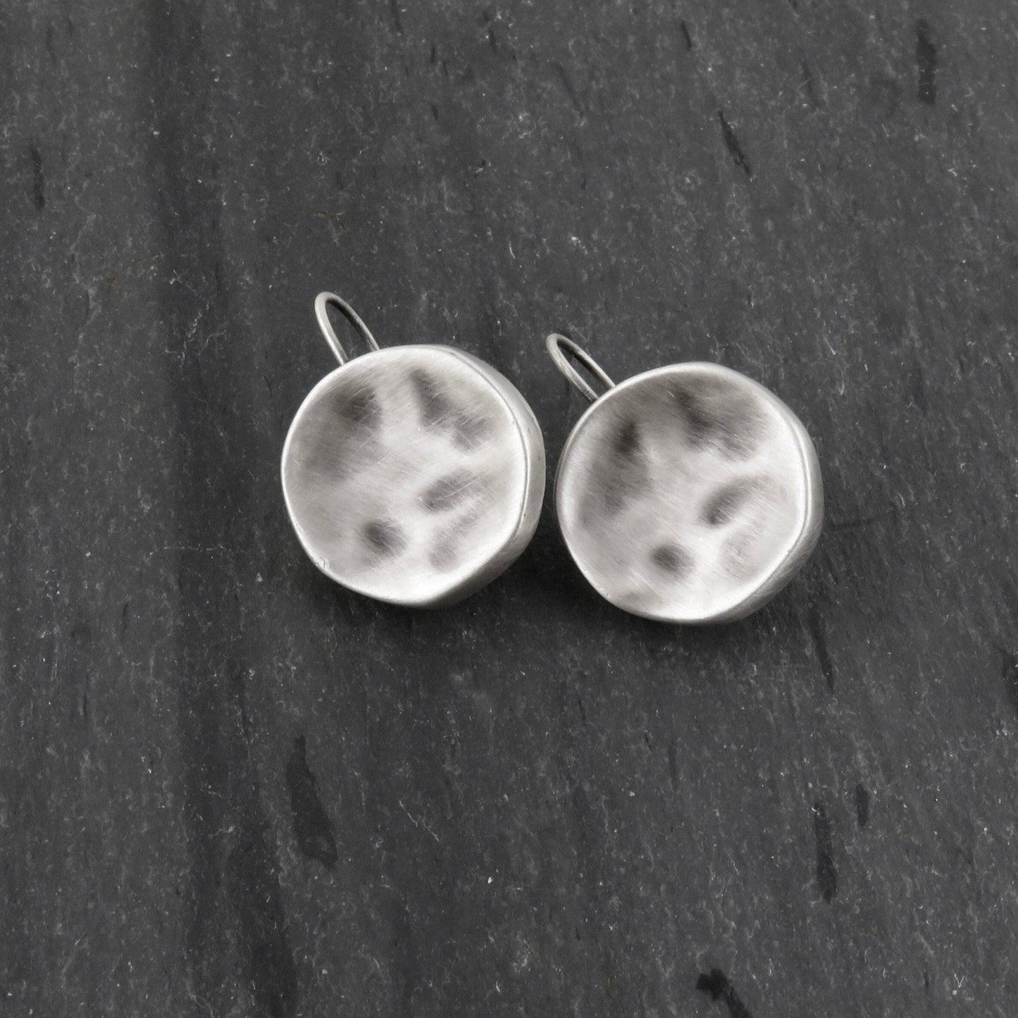 Hammered Silver Earrings | Silver Disc Earrings | Everyday Silver Earrings | Hammered Round Silver Earrings | Simple Silver Earrings