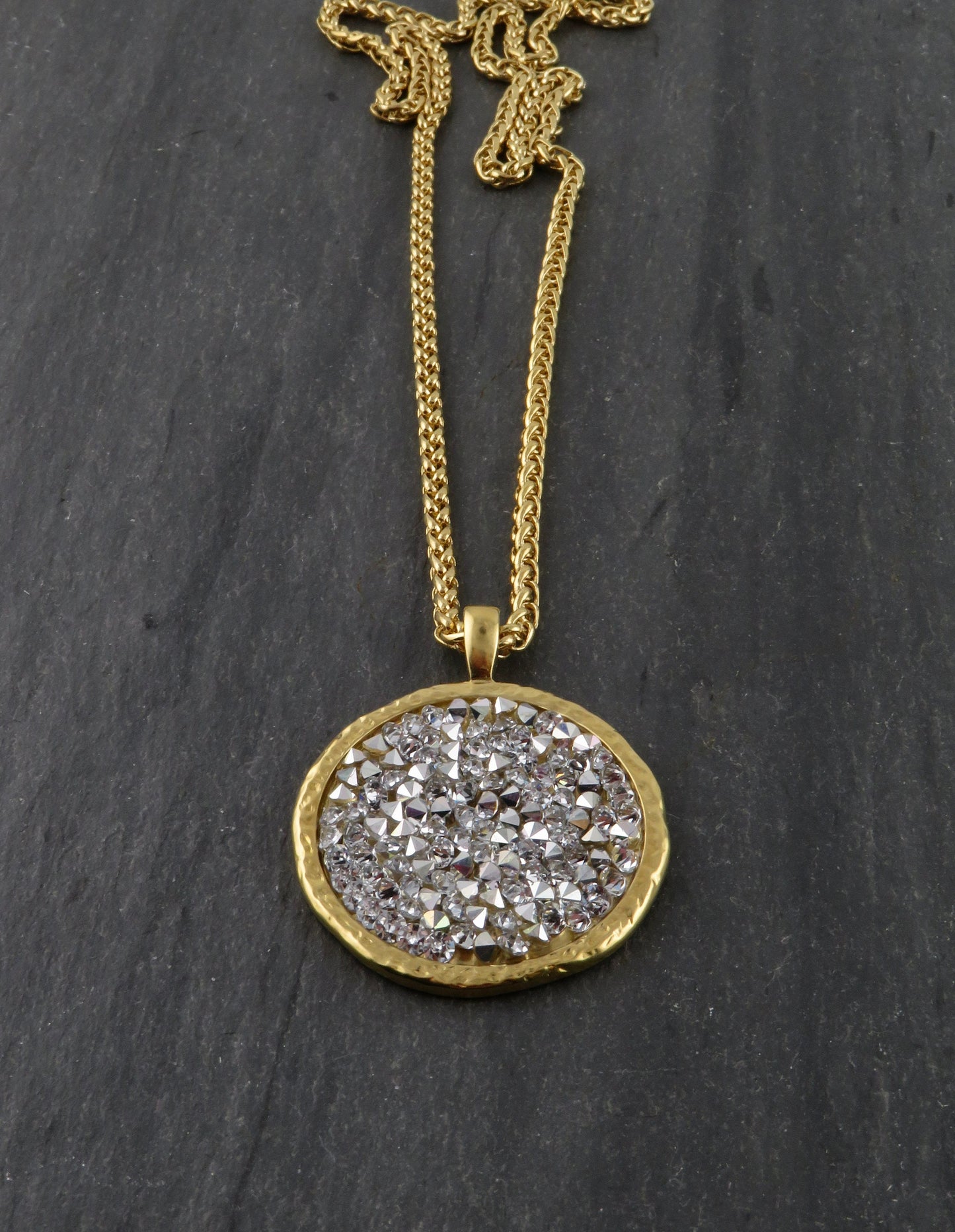 Gold Sparkly Necklace | Multi Crystal Gold Necklace | Gold and Silver Crystal Pendant | Multi Sparkles Gold Pendant | Statement necklace