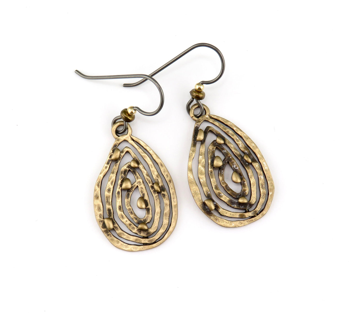 Bronze Drop Earrings | Unique Gold Earrings | Abstract Earrings | Wavy Gold Earrings | Lightweight Bronze Earrings | Tear Drop Earrings