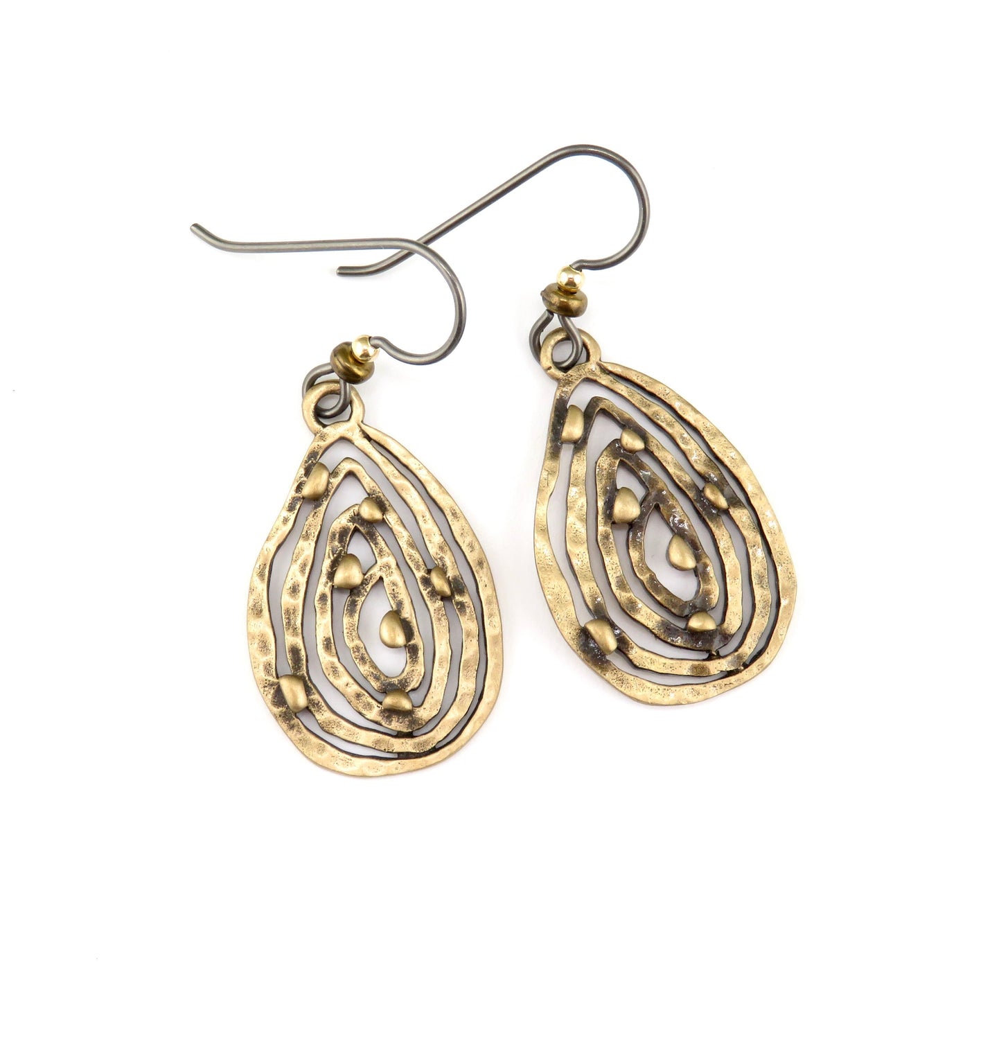 Bronze Drop Earrings | Unique Gold Earrings | Abstract Earrings | Wavy Gold Earrings | Lightweight Bronze Earrings | Tear Drop Earrings