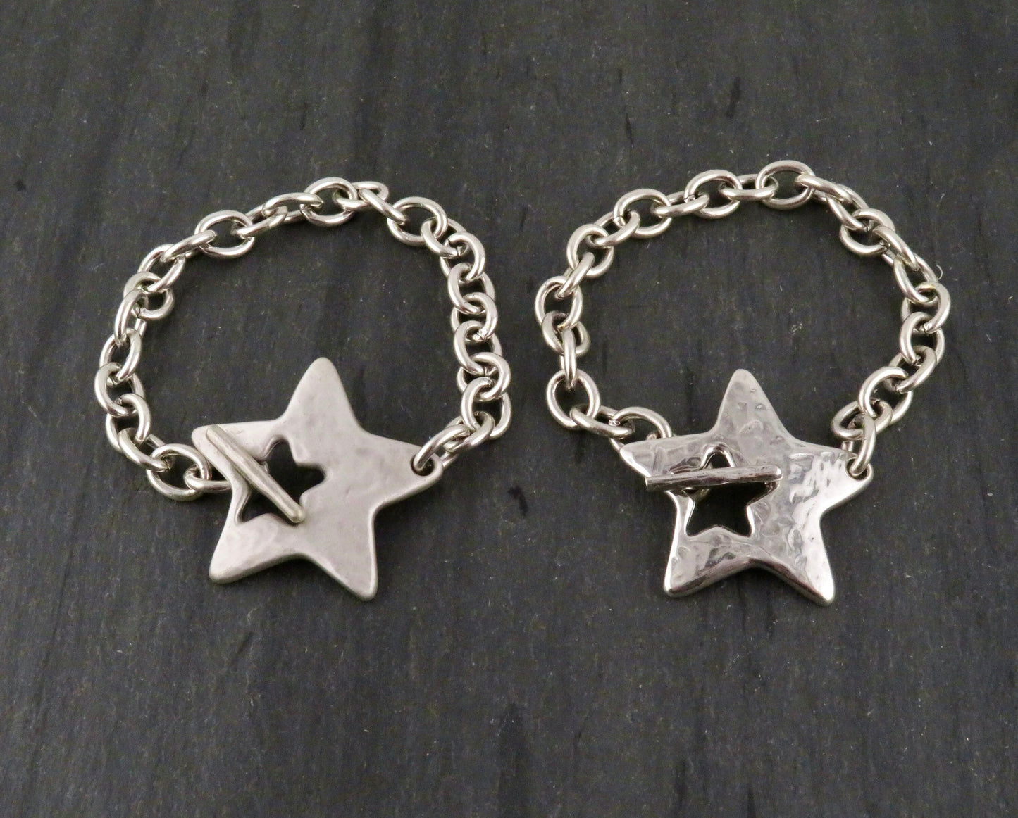 Hammered Star Bracelet | Chunky Star Bracelet | Silver Star Bracelet | Toggle Clasp Bracelet | Unique Star Bracelet | Chunky Silver Star
