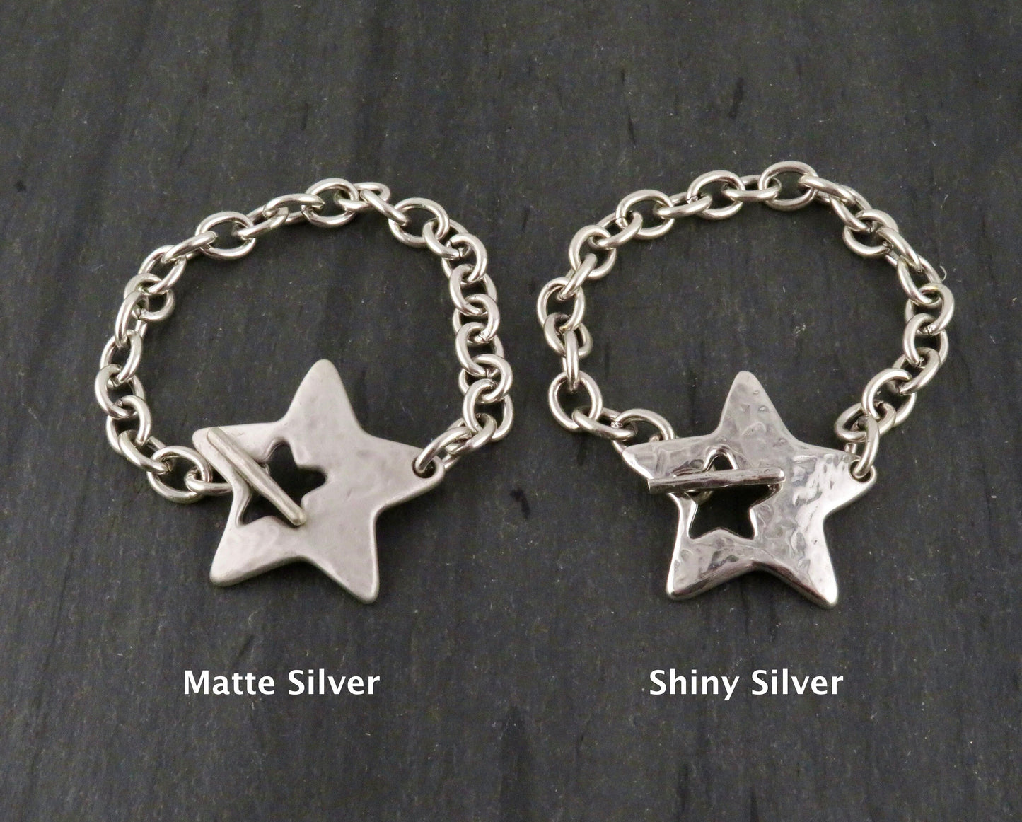 Hammered Star Bracelet | Chunky Star Bracelet | Silver Star Bracelet | Toggle Clasp Bracelet | Unique Star Bracelet | Chunky Silver Star
