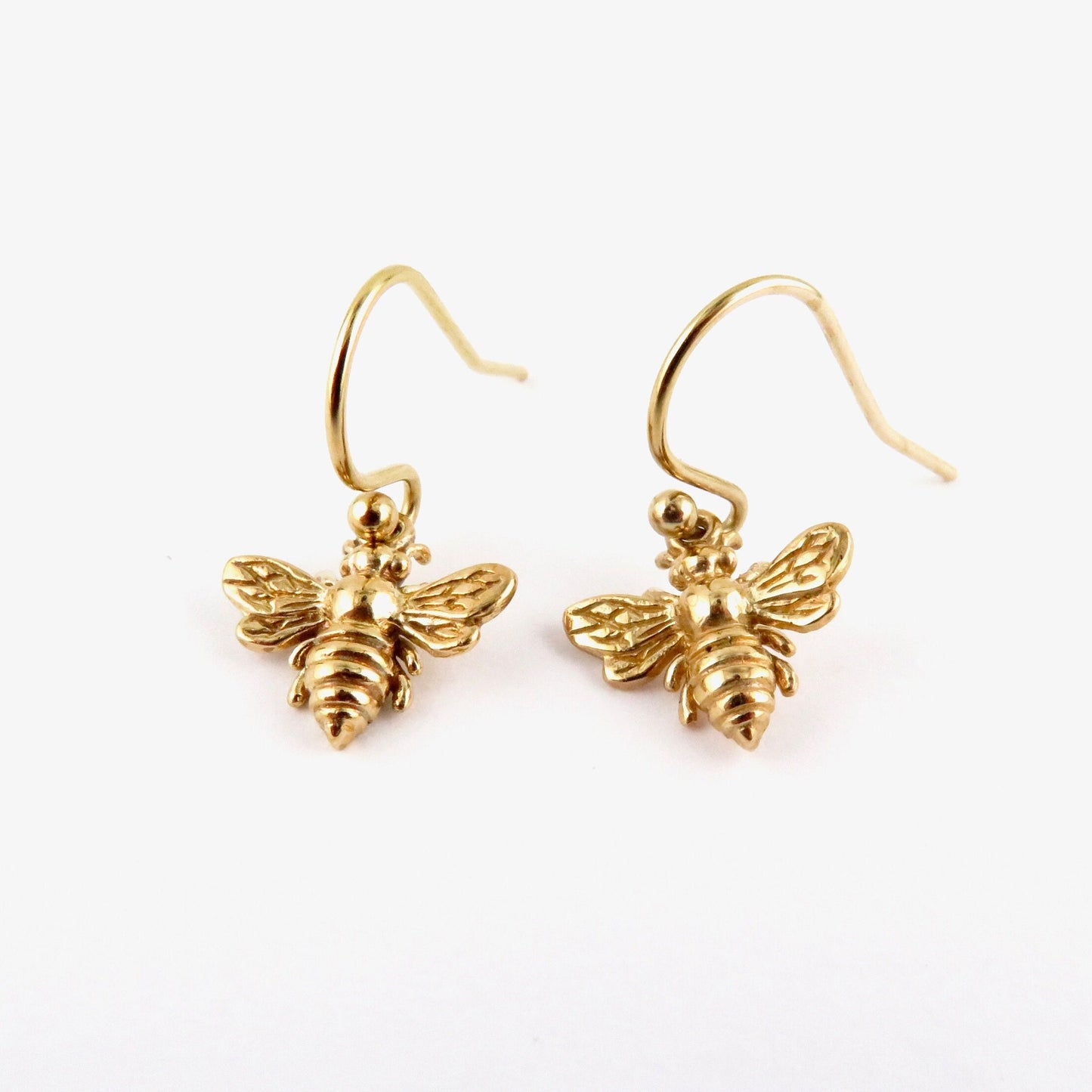 Gold Bee Earrings | Bronze Bumble Bee Earrings | Gold Bee Pendant Earrings | Simple Bee Earrings | Bee Lover Earrings | Gold Bee Jewelry