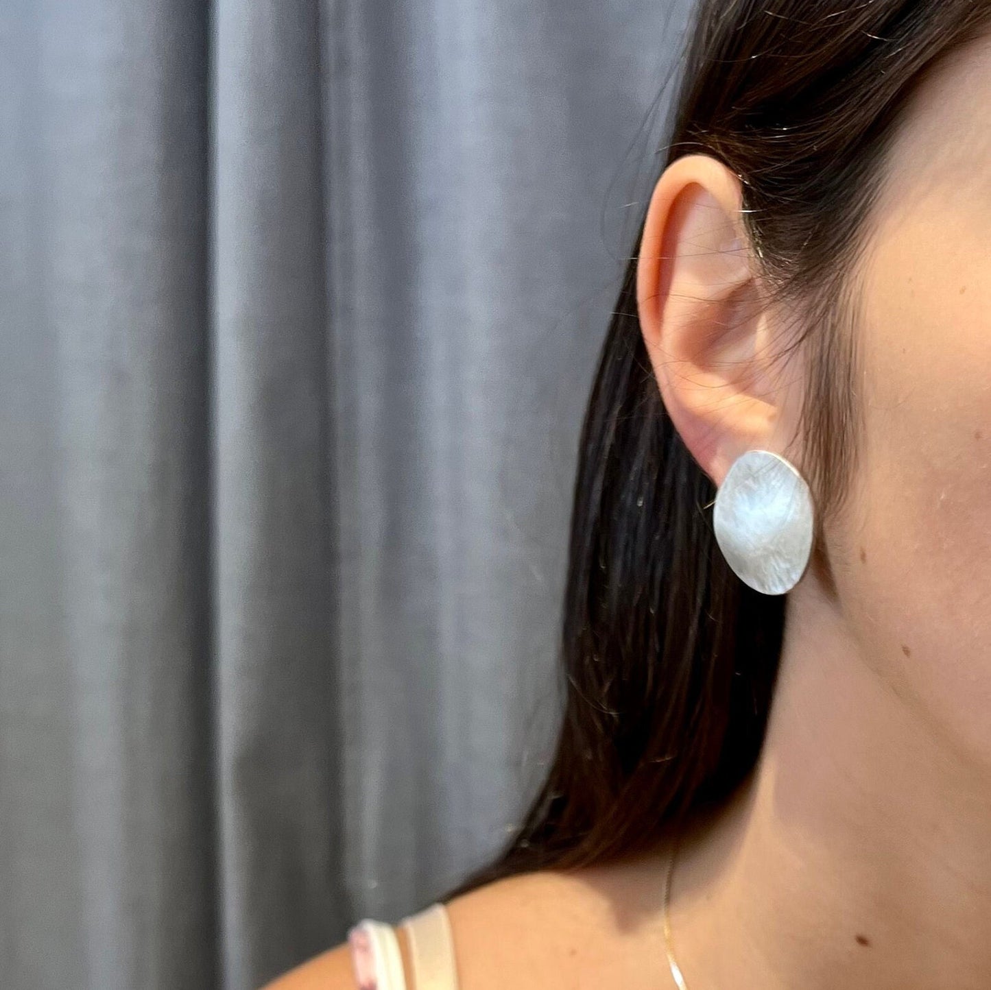 Clip On Earrings | Silver Clip On Earrings | Hammered Clip-On Earrings | Oval Silver Clips Earrings | Matte Silver Clip On Earrings