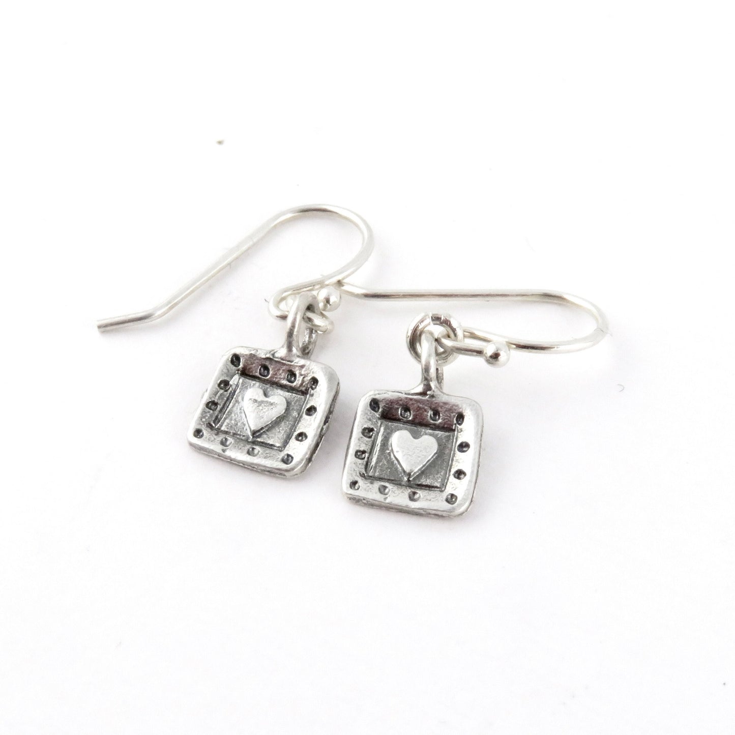 Sterling Heart Earrings, Silver Heart Earrings, Simple Heart Earrings, Minimal Heart Earrings, Heart Stamp Earrings, Girl's Heart Earrings