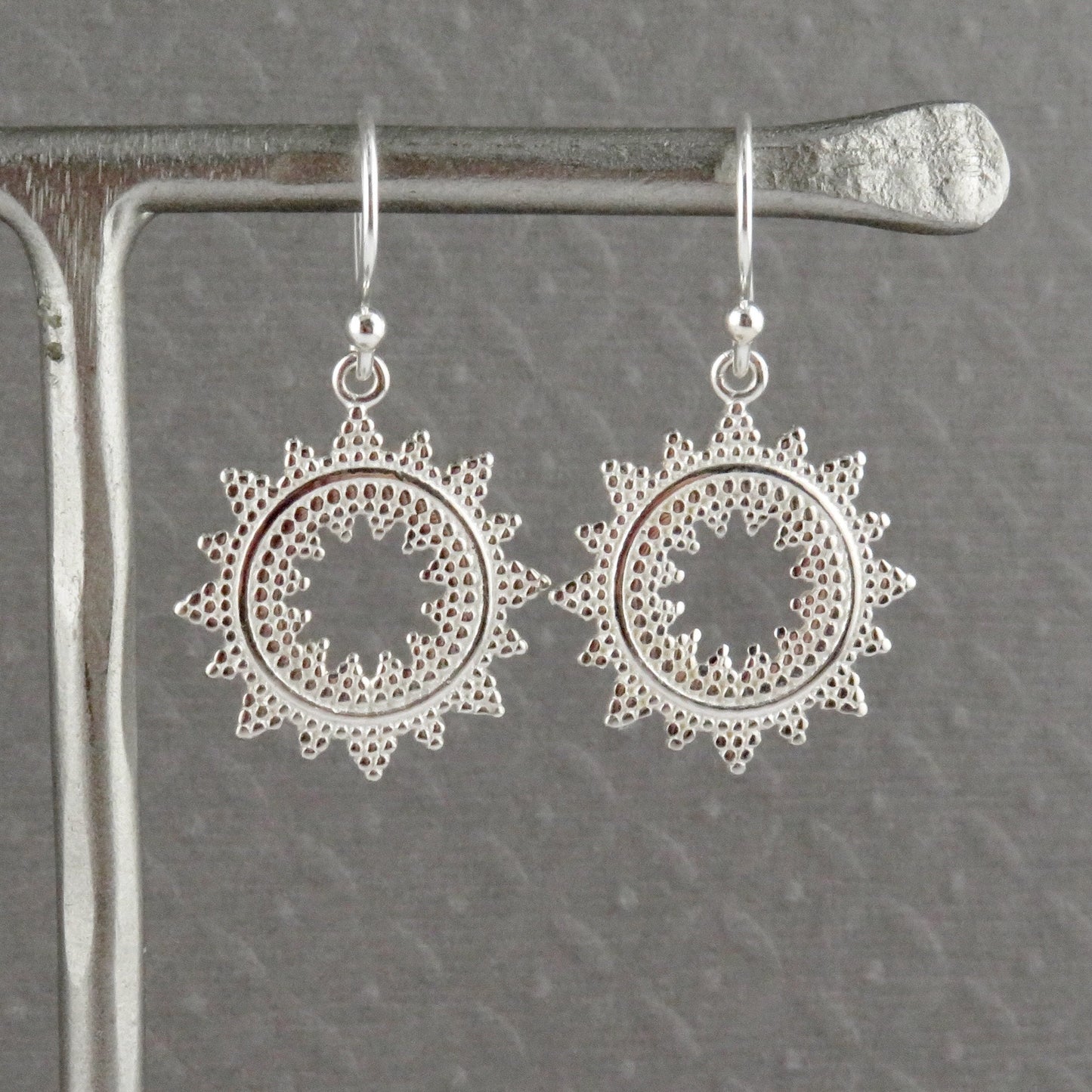 Sterling Mandala Earrings | Silver Geometric Earrings | Geometric Earrings | Silver Starburst Earrings | Open Mandala Earrings | SunBursts