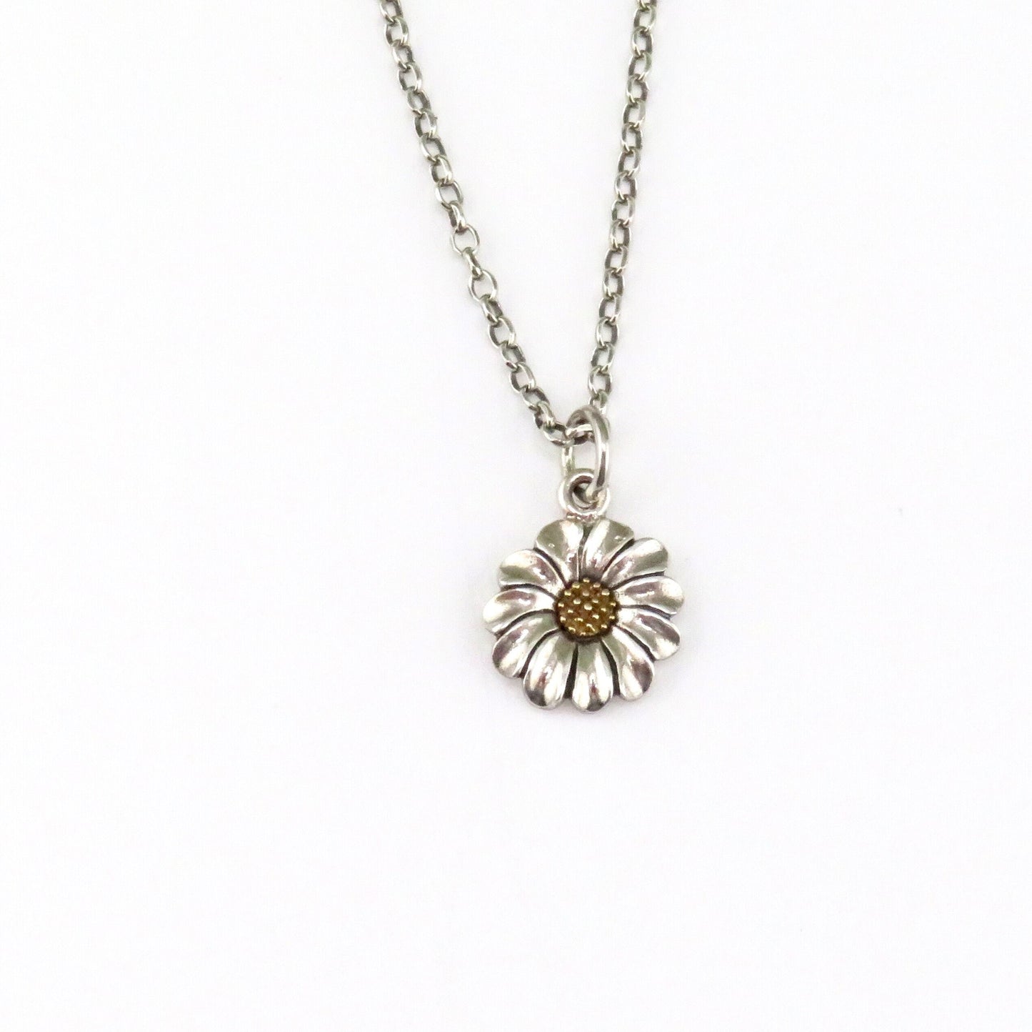Sterling Small Daisy Earrings | Two Tone Daisy Earrings | Gold Silver Flower Earrings | Mixed Metal Daisy Earrings | Gold Silver Daisies