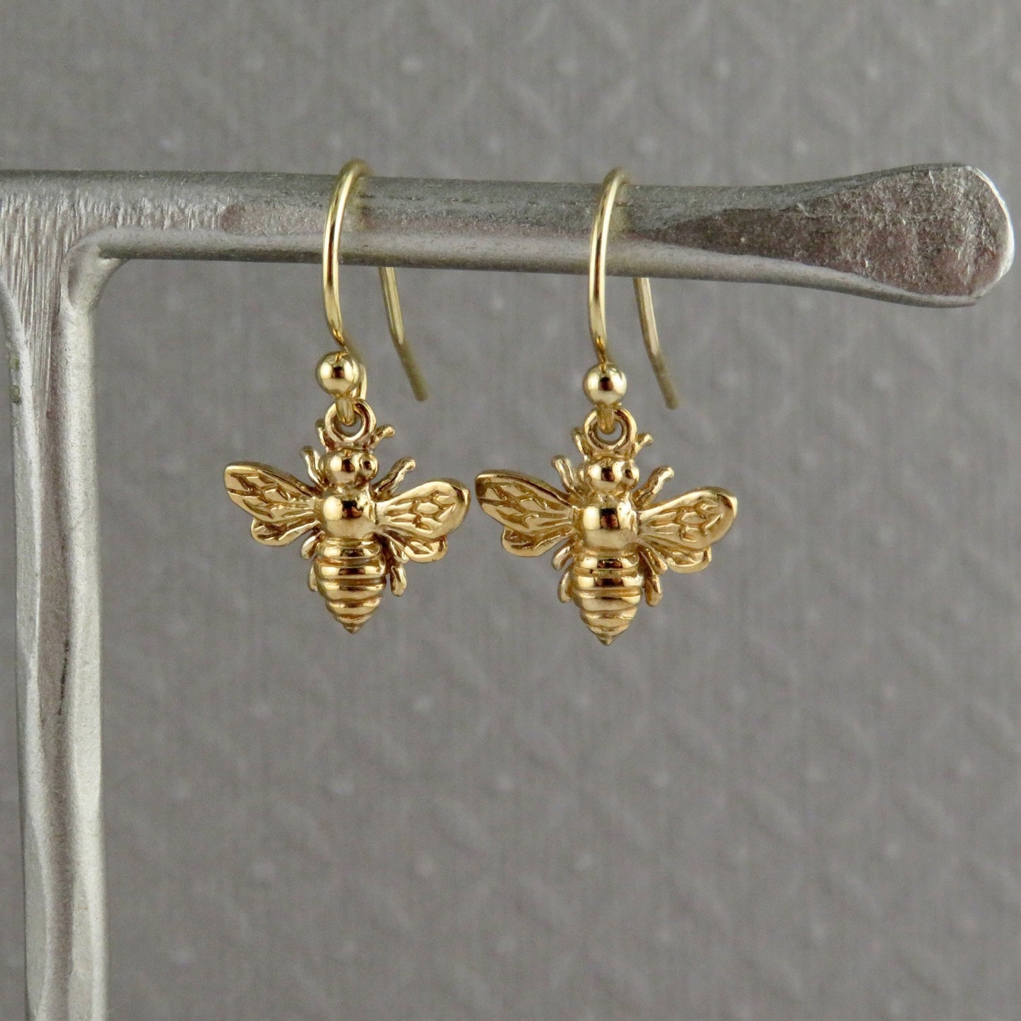 Gold Bee Earrings | Bronze Bumble Bee Earrings | Gold Bee Pendant Earrings | Simple Bee Earrings | Bee Lover Earrings | Gold Bee Jewelry