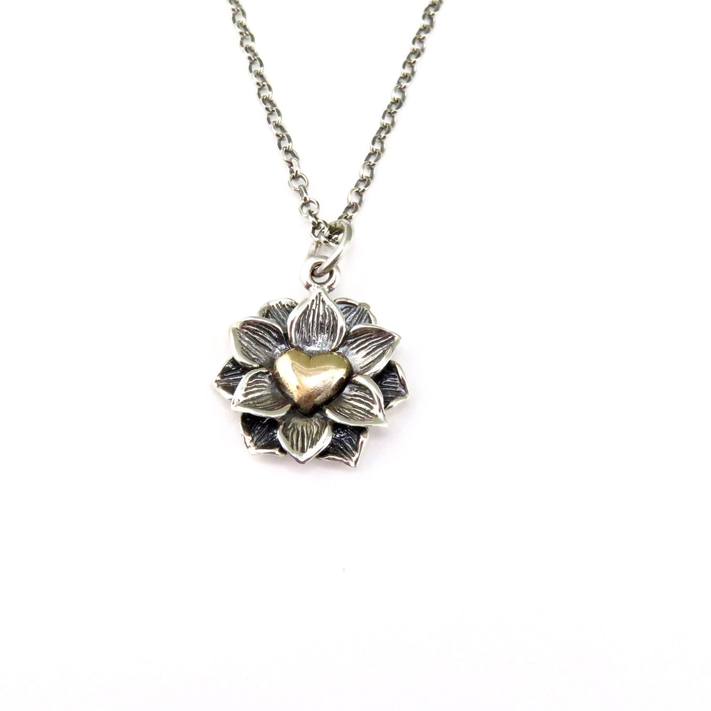 Heart in Lotus Necklace