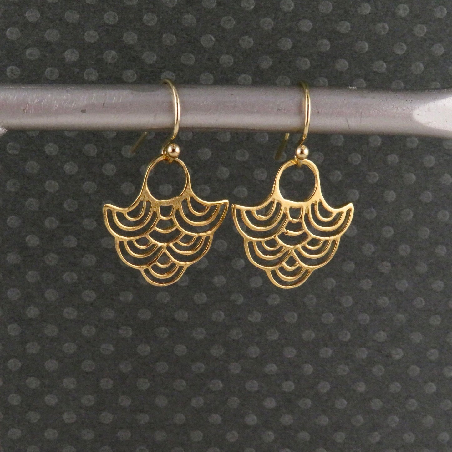 Gold Drop Earrings | Unique Gold Earrings | Everyday Gold Earrings | Gold Tribal Earrings | Wavy Gold Earrings | Lightweight Gold Earrings