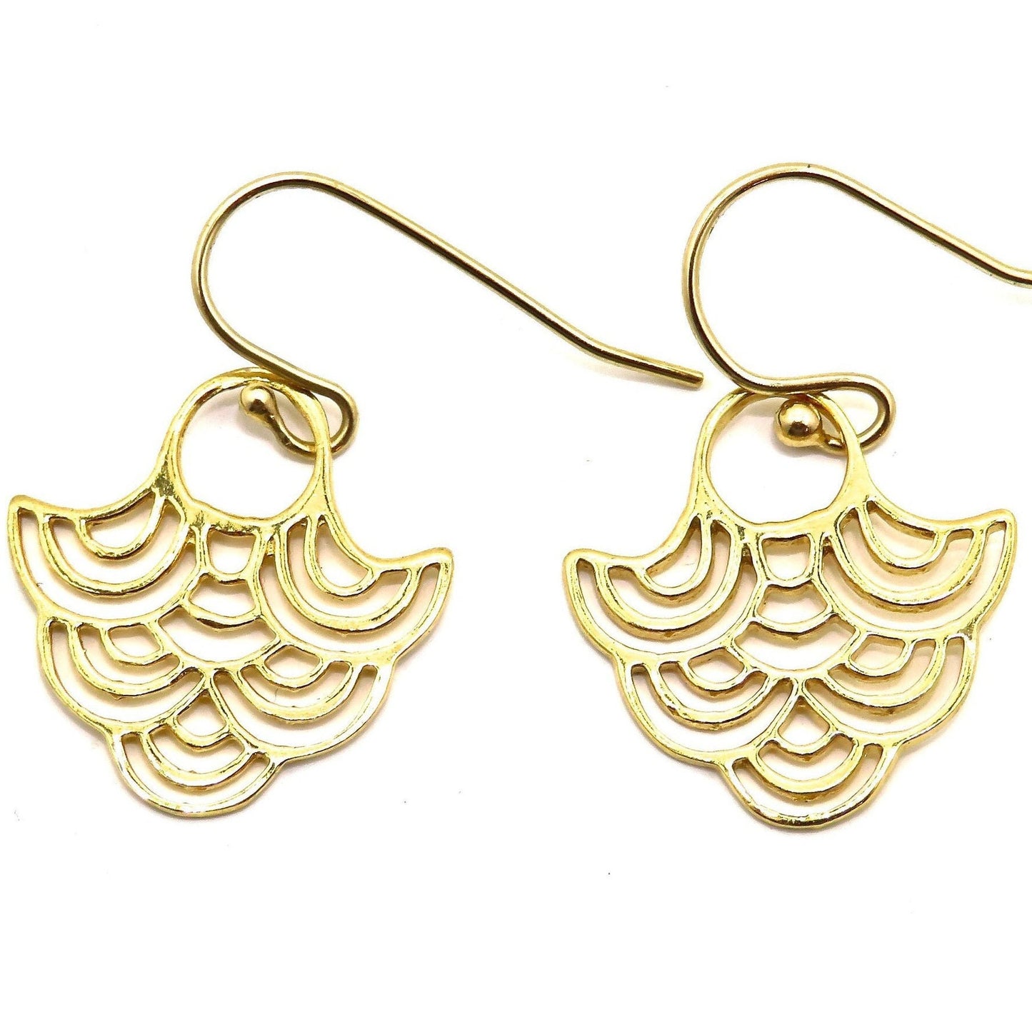 Gold Drop Earrings | Unique Gold Earrings | Everyday Gold Earrings | Gold Tribal Earrings | Wavy Gold Earrings | Lightweight Gold Earrings