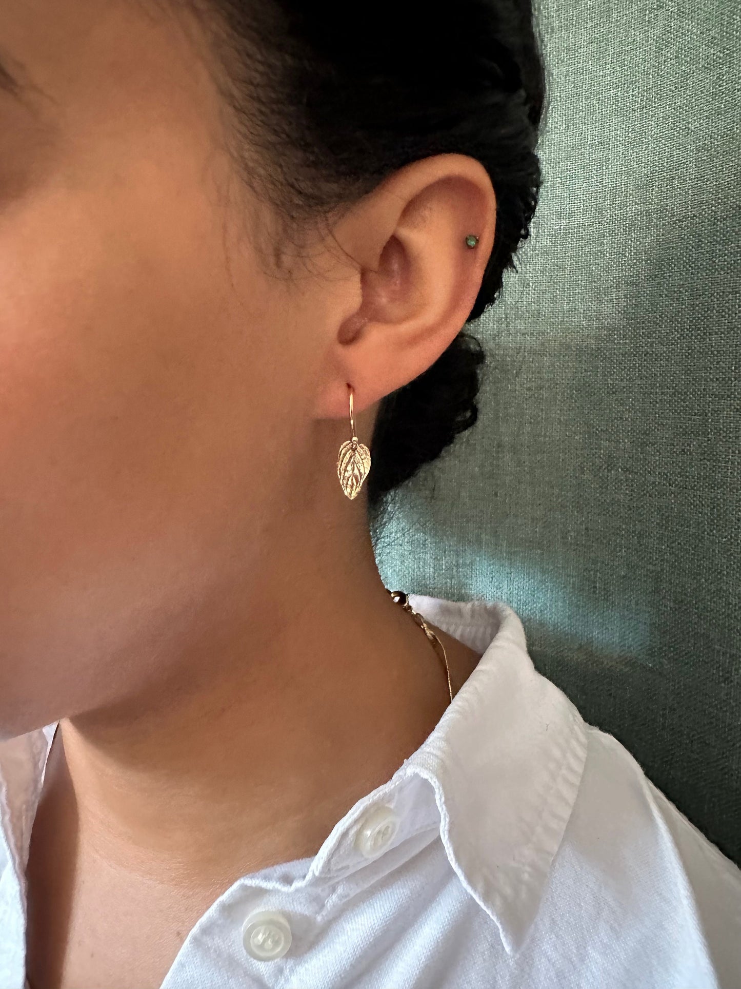Gold Leaf Earrings | Gold Nature Earrings | Bronze Leaves Earrings | Mint Leaf Earrings | Delicate Leaf Earrings | Lightweight Leaf Earrings