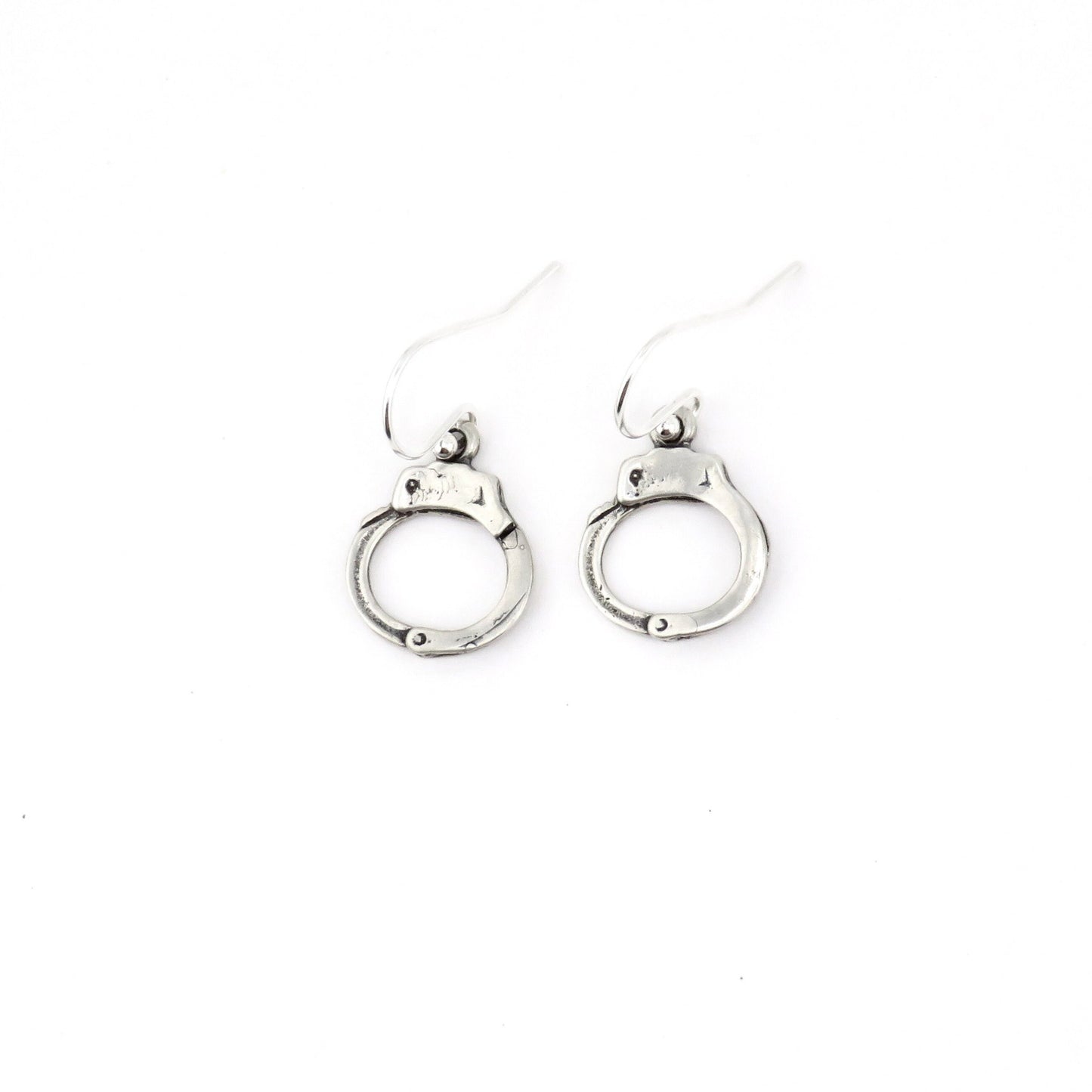 Sterling Handcuff Earrings | Silver Handcuffs Earrings | Handcuff Jewelry | Rustic Handcuff Earrings | 3D Handcuff Earrings