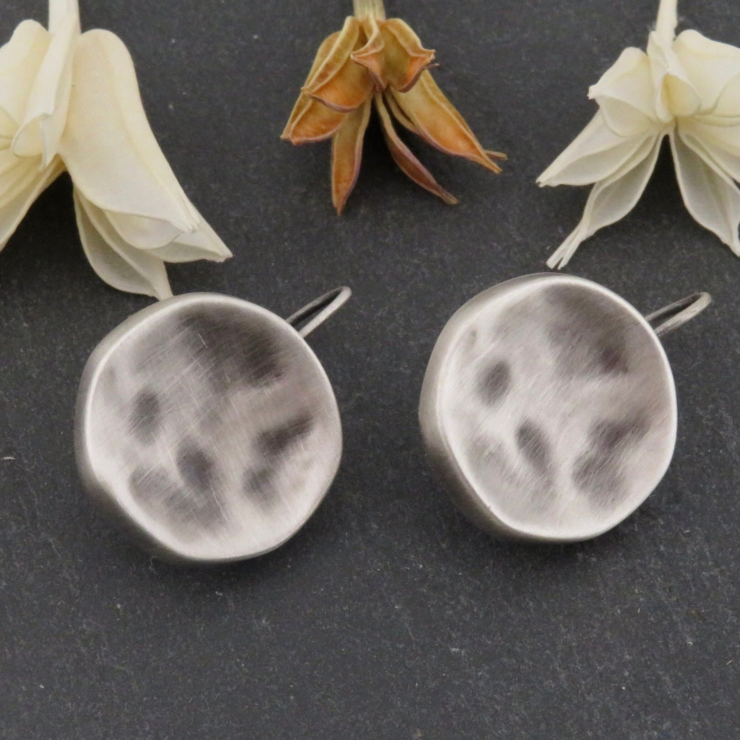 Hammered Silver Earrings | Silver Disc Earrings | Everyday Silver Earrings | Hammered Round Silver Earrings | Simple Silver Earrings