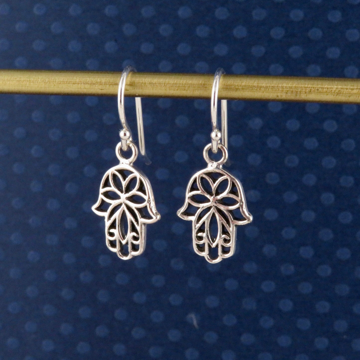 Sterling Hamsa Earrings, Silver Hand Earrings, Unique Hamsa Earrings, Floral Hamsa Earrings, Bat Mitzvah Gift, Judaic Earrings