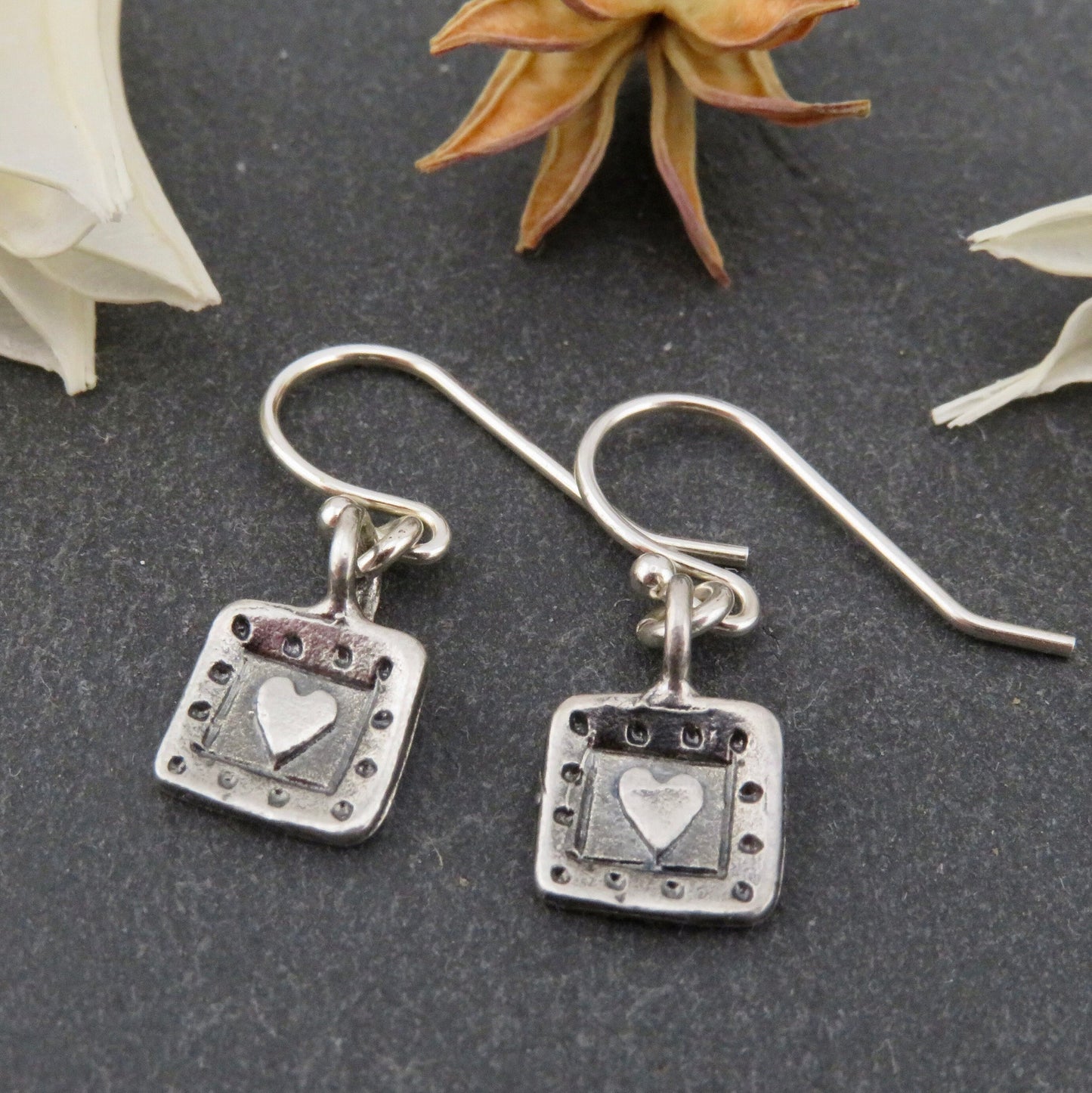 Sterling Heart Earrings, Silver Heart Earrings, Simple Heart Earrings, Minimal Heart Earrings, Heart Stamp Earrings, Girl's Heart Earrings