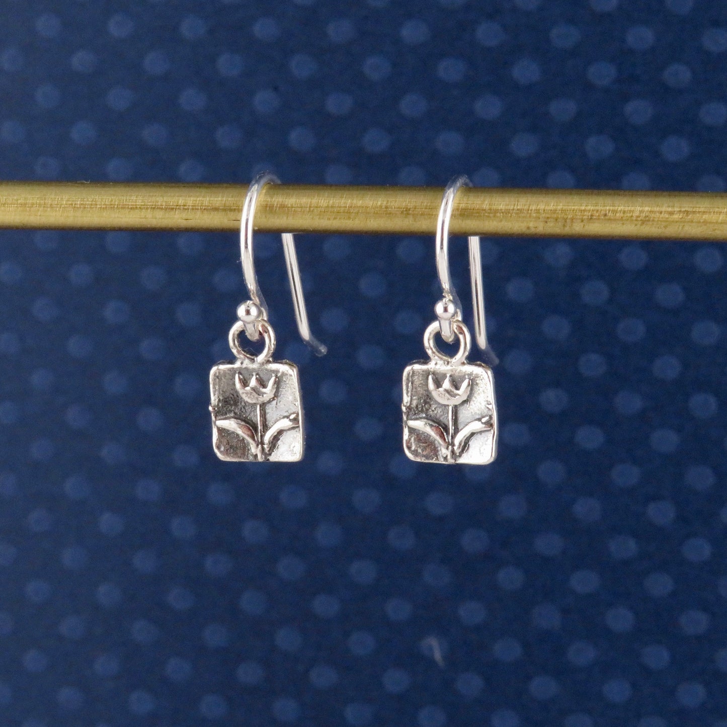 Small Silver Earrings, Silver Tulip Earrings, Minimal Earrings, Simple Charm Earrings, Cute Charms, Little Girl Earrings, Cute Tiny Earrings