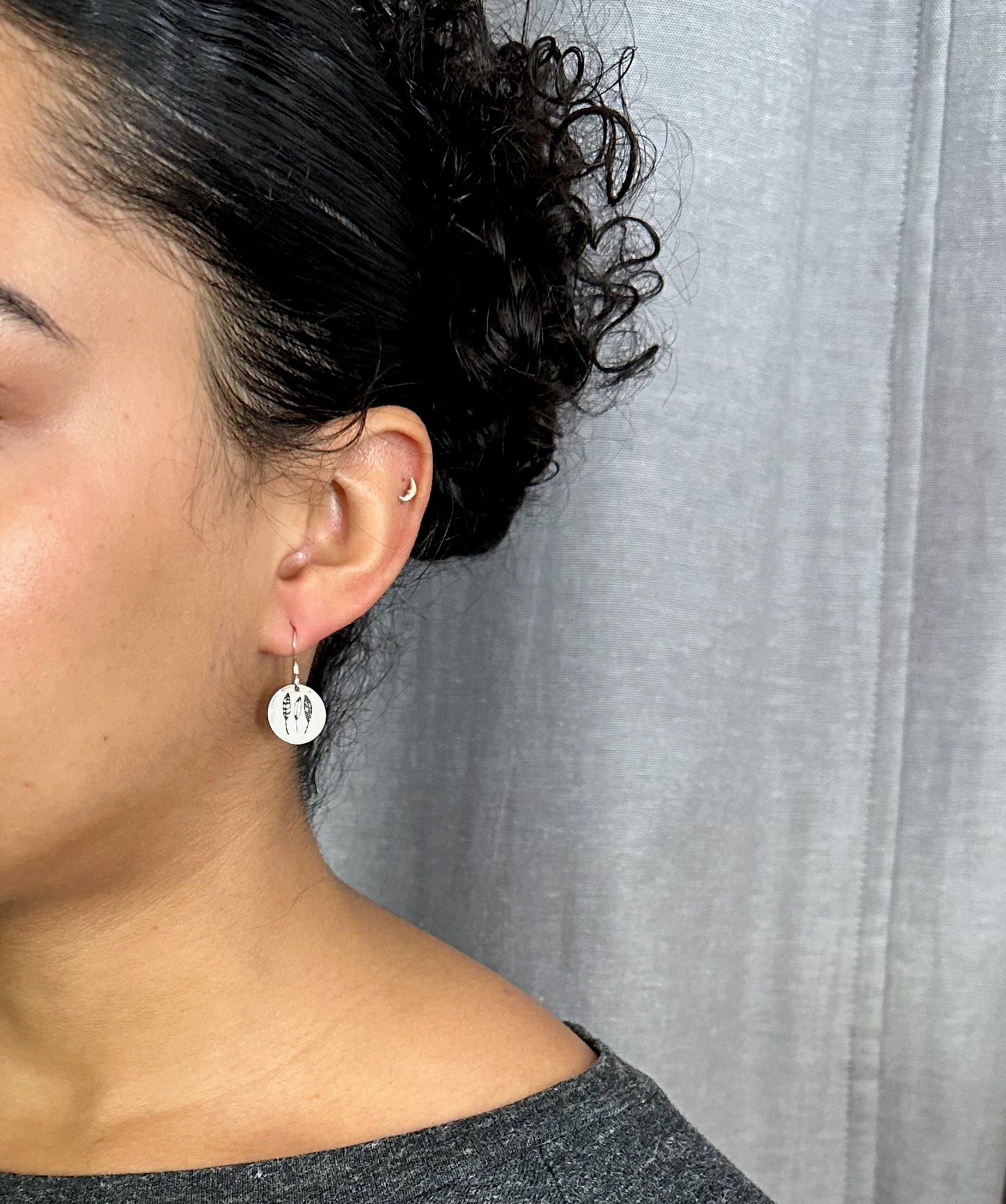 Sterling Silver Leaves Earrings | Silver Nature Earrings | Sterling Leaf Earrings | Rustic Nature Earrings | Sterling Round Leaf Earrings