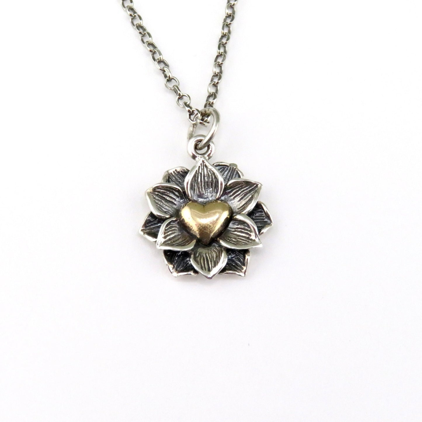 Heart in Lotus Necklace