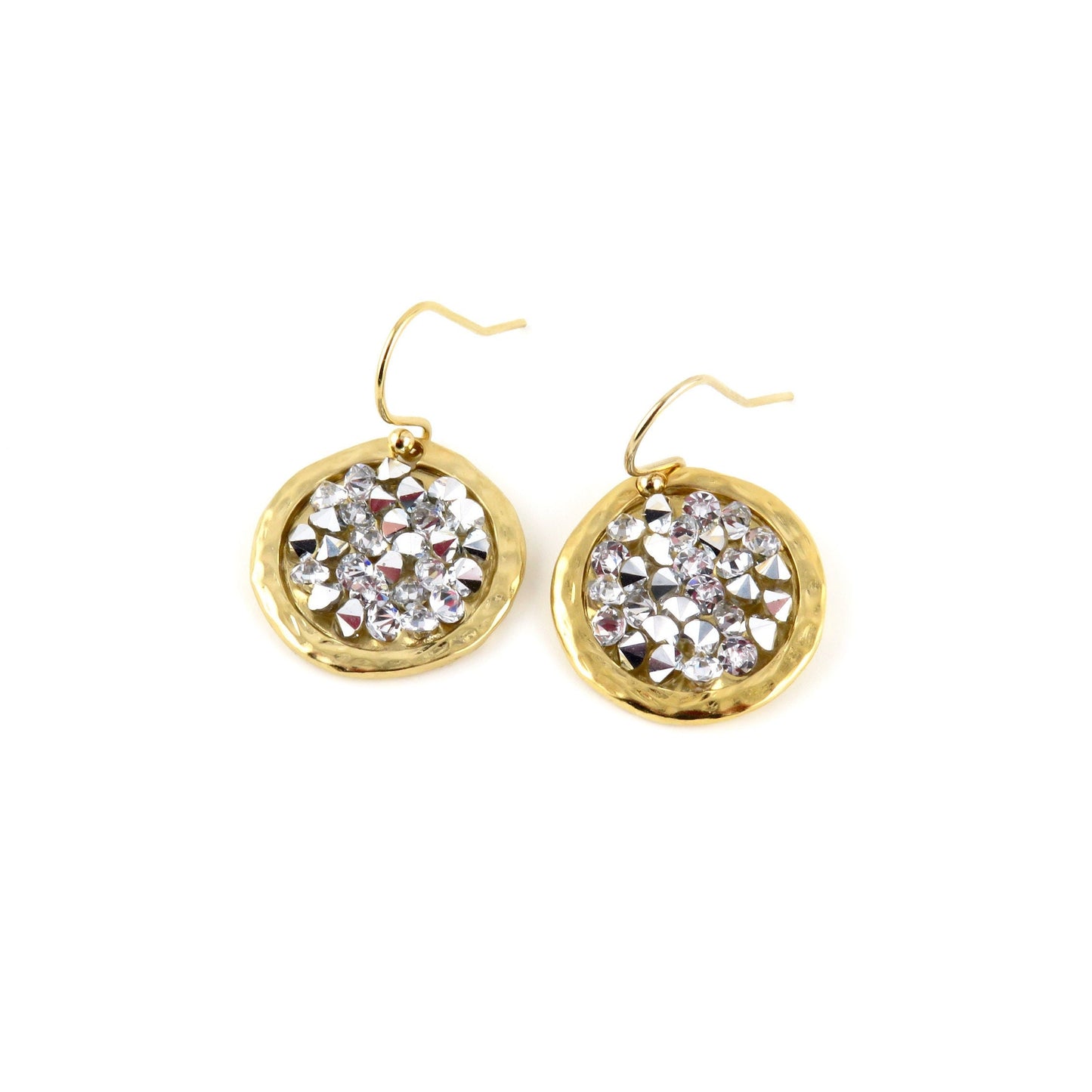 Gold Sparkly Earrings | Multi Crystal Gold Earrings | Gold Silver Crystal Earrings | Sparkly Cocktail Earrings