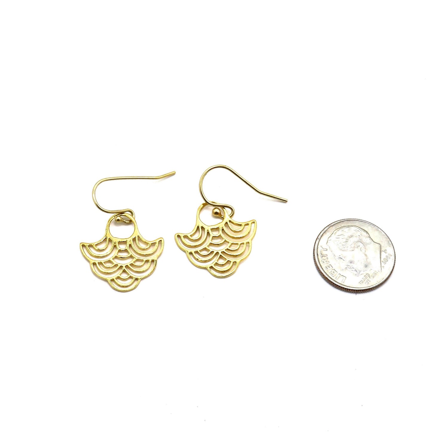 Gold Drop Earrings | Unique Gold Earrings | Everyday Gold Earrings | Gold Tribal Earrings | Wavy Gold Earrings | Lightweight Gold Earrings