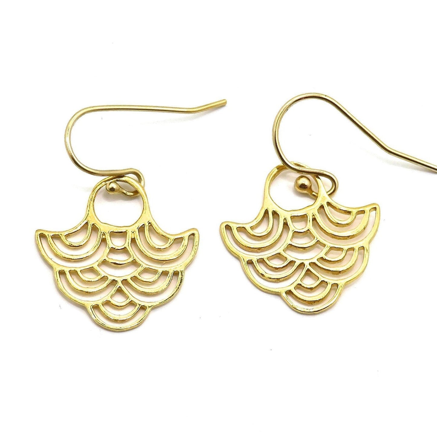 Gold Drop Earrings | Unique Gold Earrings | Everyday Gold Earrings | Gold Tribal Earrings | Wavy Gold Earrings | Lightweight Gold Earrings