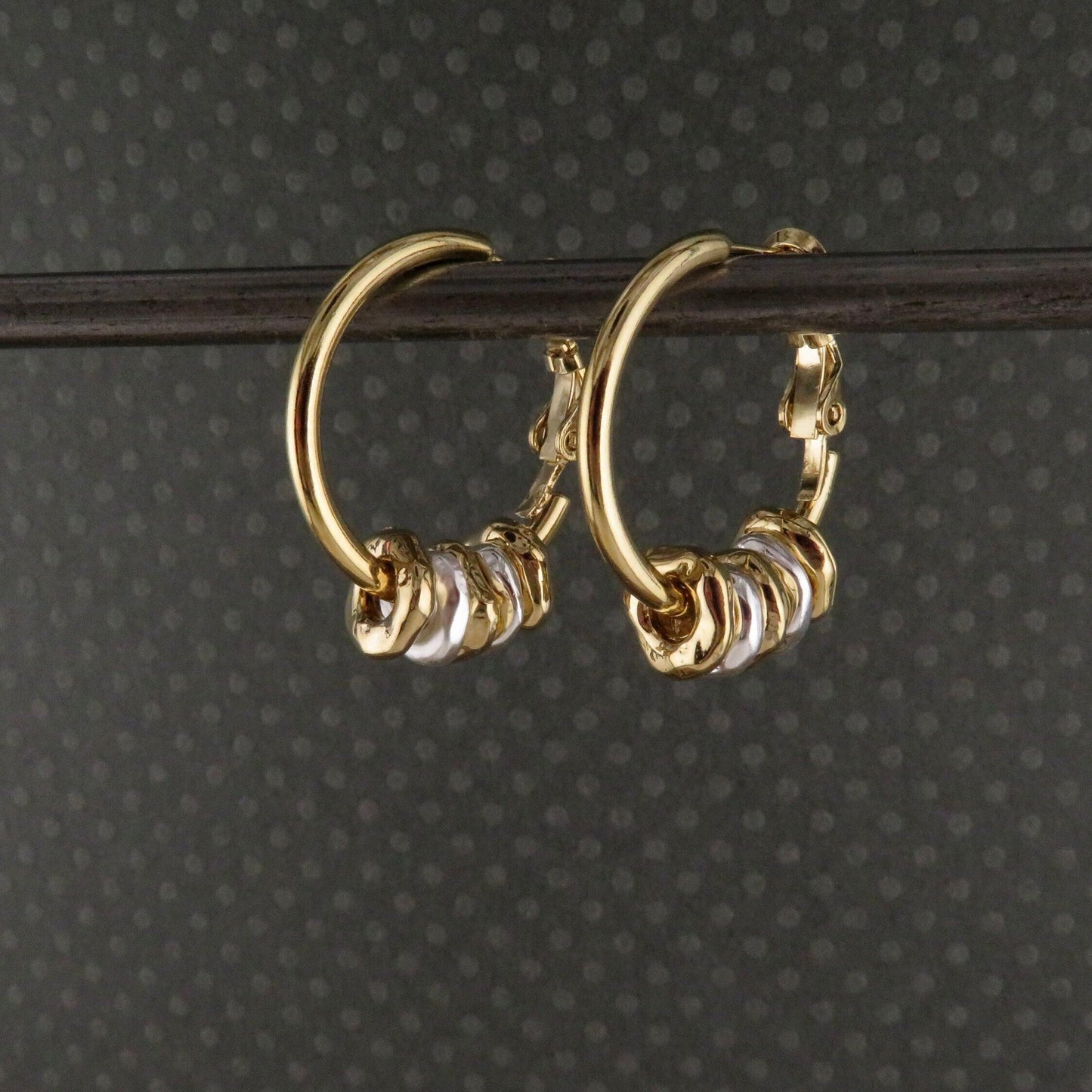 Two Tone Hoop Earrings | Gold and Silver Earrings | Mixed Metal Hoop Earrings | Hammered Hoop Earrings | Gold Silver Dangles | Unique Hoops