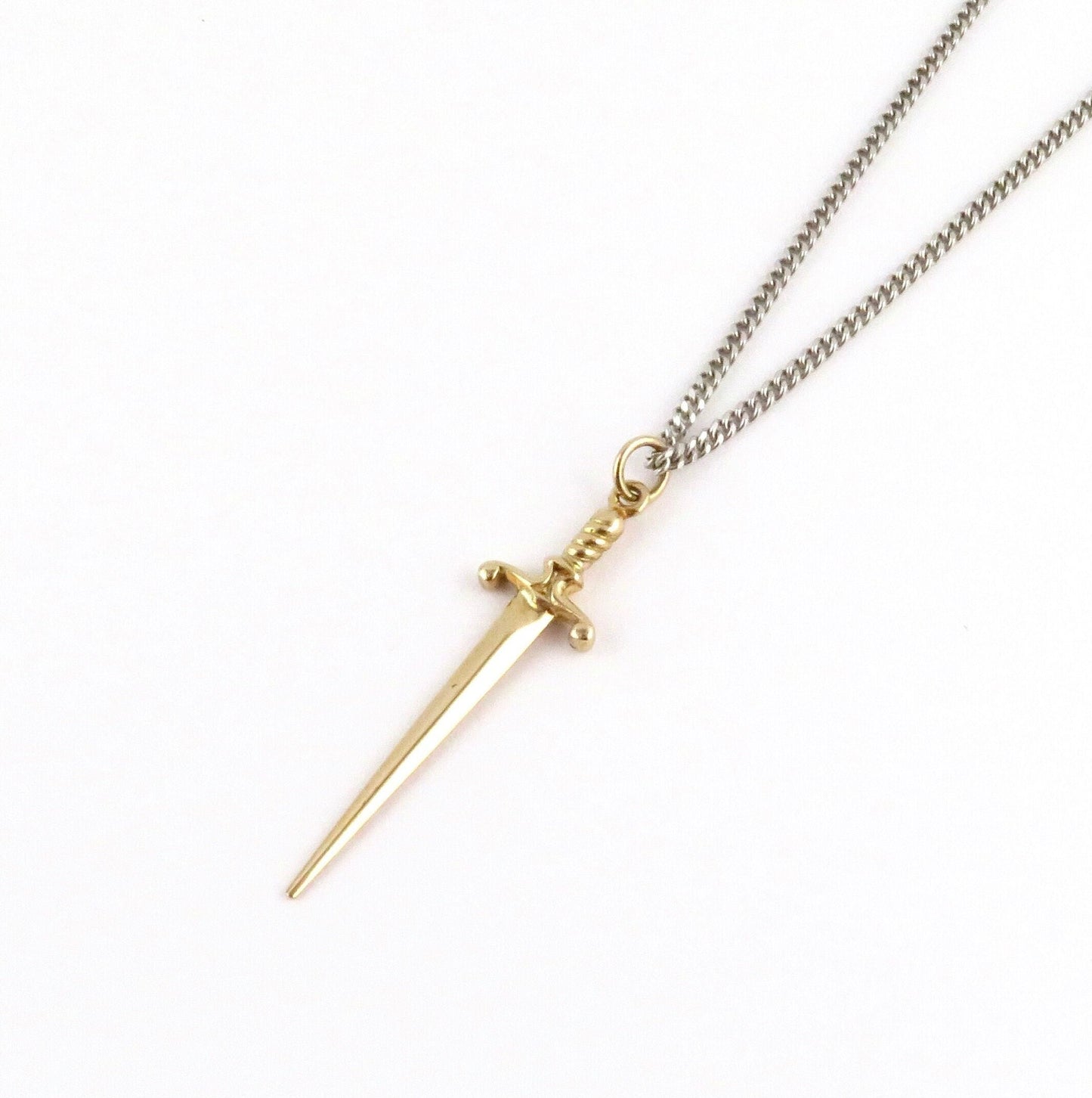 Sword Necklace | Gold Dagger Pendant | Bronze Sword Jewelry | Long Dagger Necklace | Gold Knife Pendant | Sharp Knife Necklace