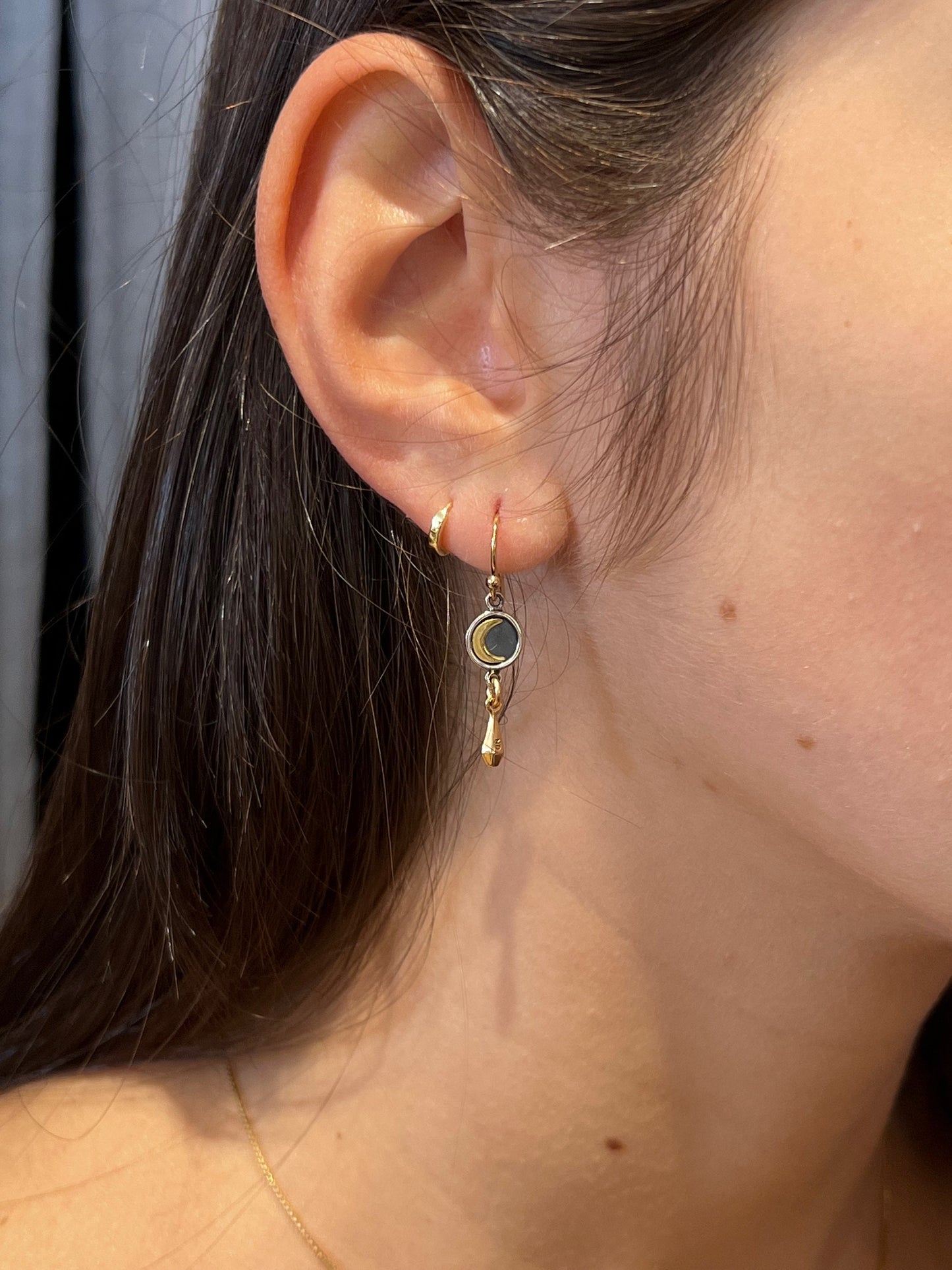 Mismatched Earrings | Mixed Metal Celestial Earrings | Two Tone Earrings | Silver Gold Celestial Drop Earrings | Sterling Moon Star Earrings