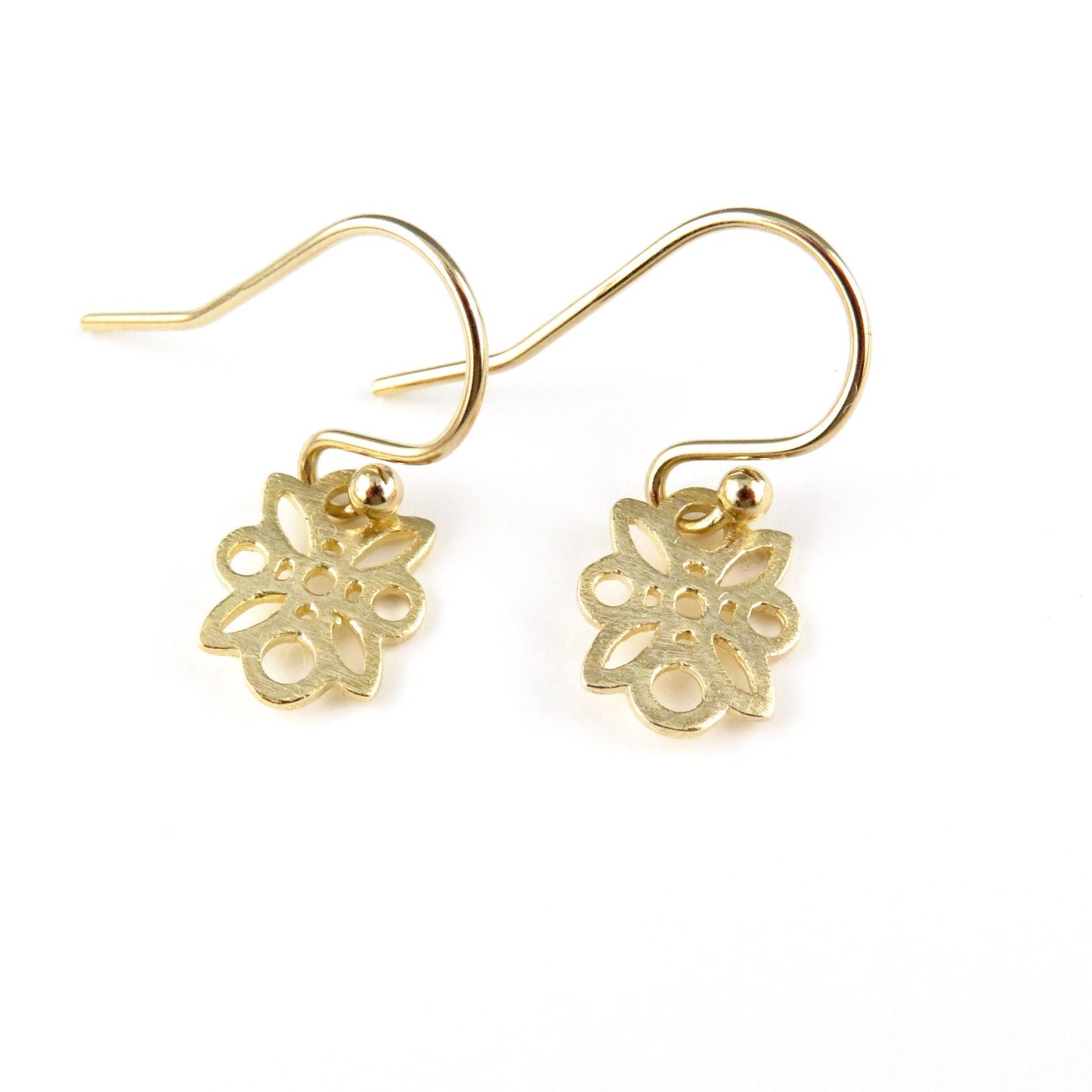 Small Gold Flower Earrings | Gold Delicate Earrings | Lightweight Flower Earrings | Gold Cutout Flower Earrings | Tiny Gold Flower Earrings