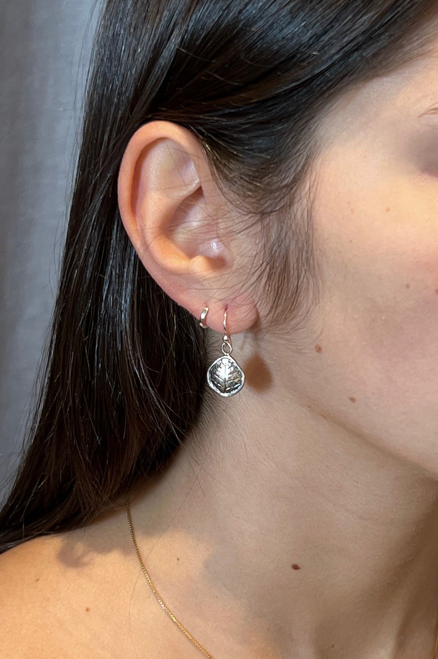 Sterling Silver Leaf Earrings | Silver Nature Earrings | Sterling Leaves Earrings | Rustic Nature Earrings | Sterling Framed Leaf Earrings