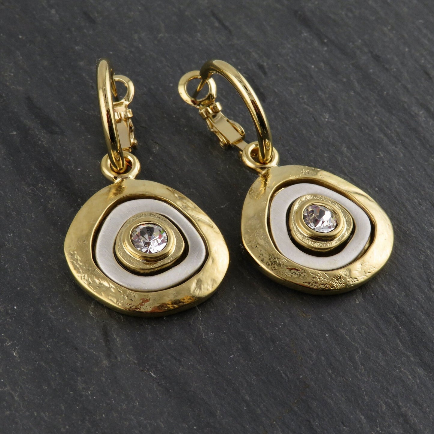 Two Tone Hoop Earrings | Gold Silver Earrings | Mixed Metal Earrings | Two Toned Sparkle Earrings | Two Tone Hoops | Unique Gold Earrings