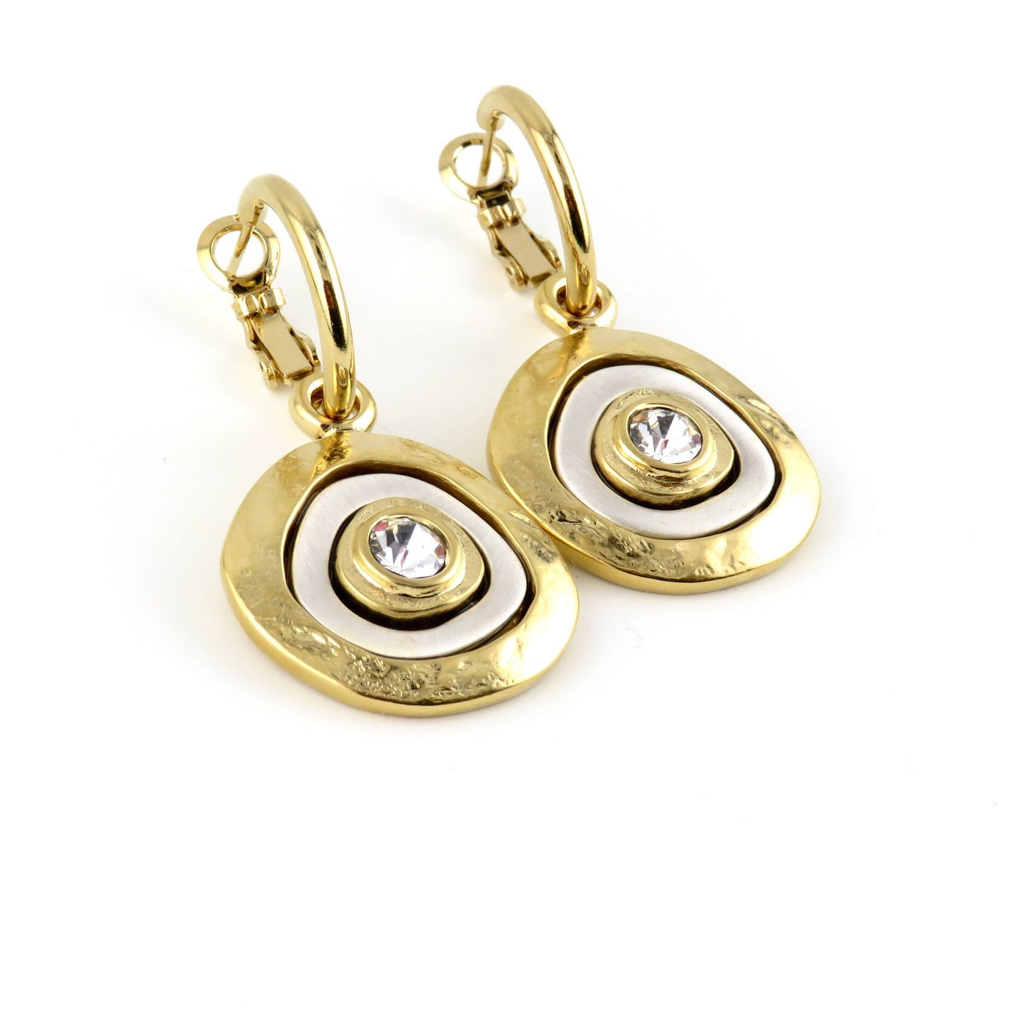 Two Tone Hoop Earrings | Gold Silver Earrings | Mixed Metal Earrings | Two Toned Sparkle Earrings | Two Tone Hoops | Unique Gold Earrings