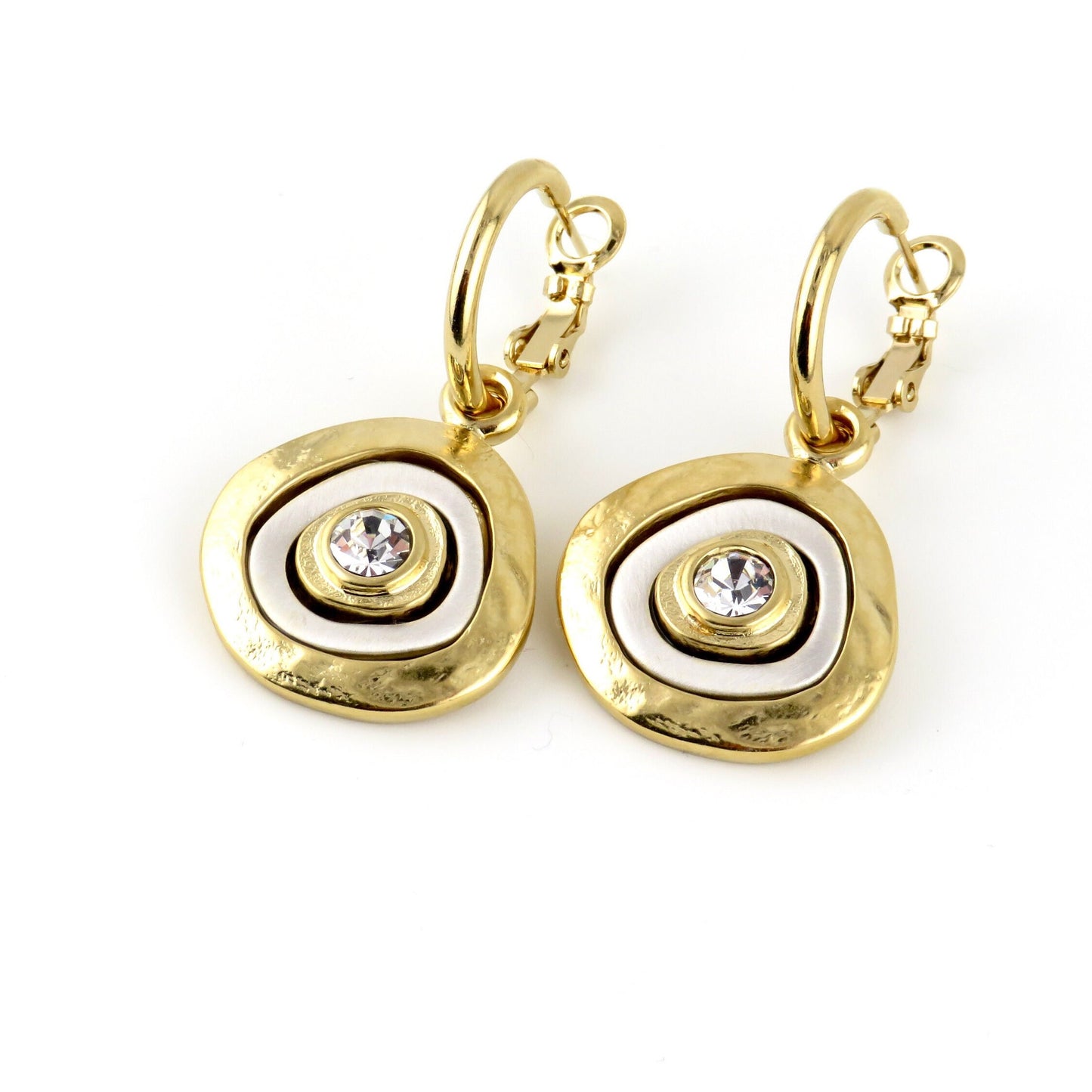 Two Tone Hoop Earrings | Gold Silver Earrings | Mixed Metal Earrings | Two Toned Sparkle Earrings | Two Tone Hoops | Unique Gold Earrings