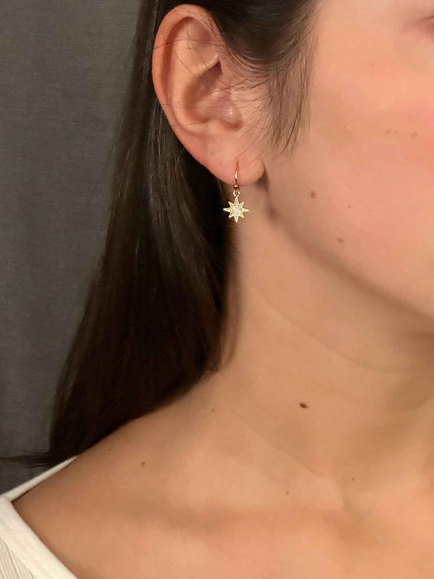 Gold Star Earrings | Gold CZ Star Earrings | North Star Earrings | Sparkly Star Earrings | Gold Star Guidance Earrings | Starburst Earrings