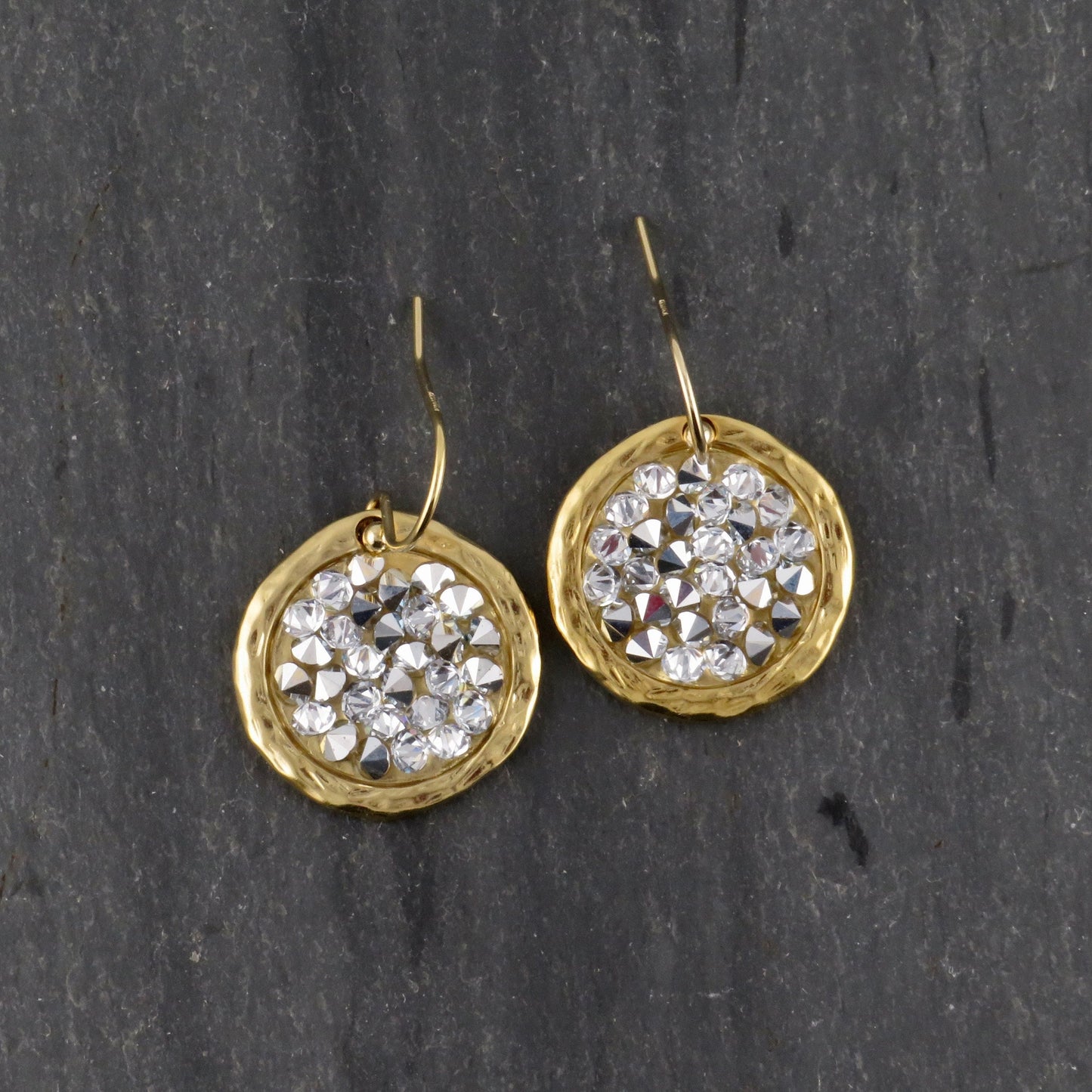 Gold Sparkly Earrings | Multi Crystal Gold Earrings | Gold Silver Crystal Earrings | Sparkly Cocktail Earrings