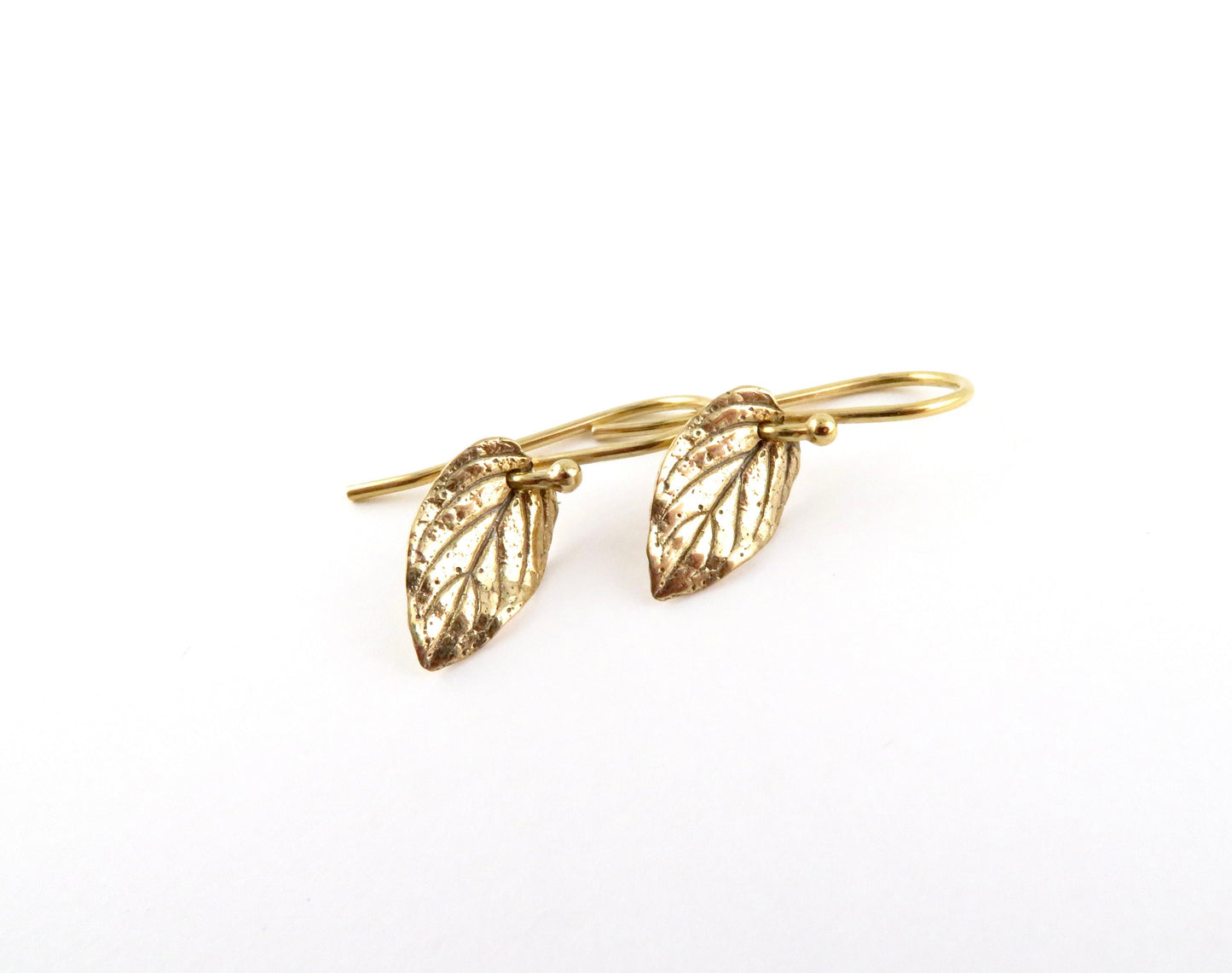 Gold Leaf Earrings | Gold Nature Earrings | Bronze Leaves Earrings | Mint Leaf Earrings | Delicate Leaf Earrings | Lightweight Leaf Earrings