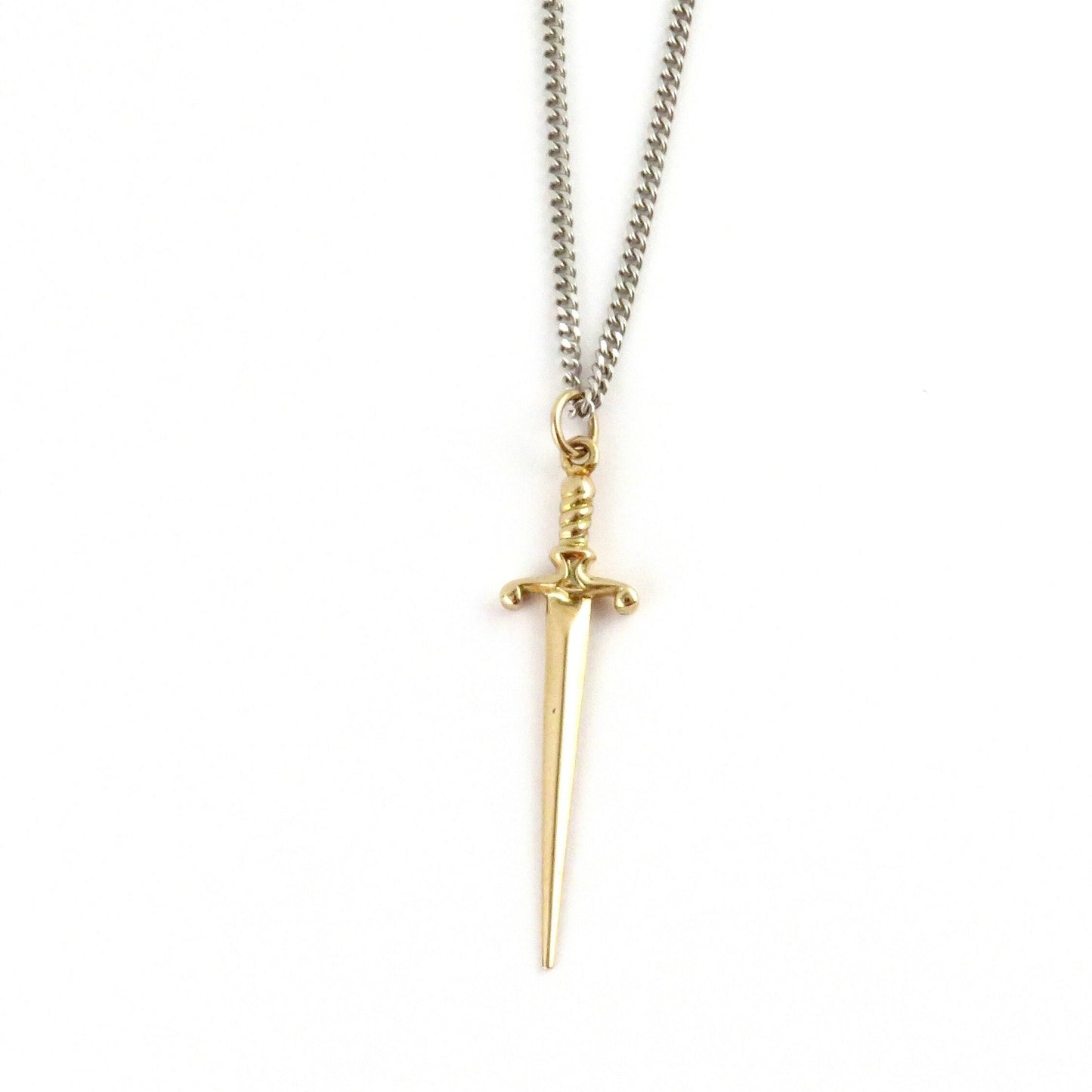 Sword Necklace | Gold Dagger Pendant | Bronze Sword Jewelry | Long Dagger Necklace | Gold Knife Pendant | Sharp Knife Necklace