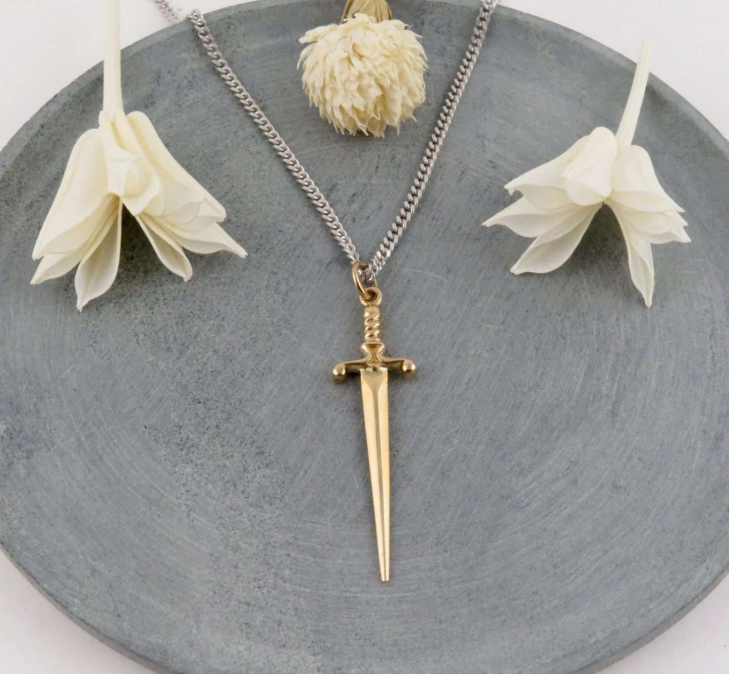 Sword Necklace | Gold Dagger Pendant | Bronze Sword Jewelry | Long Dagger Necklace | Gold Knife Pendant | Sharp Knife Necklace