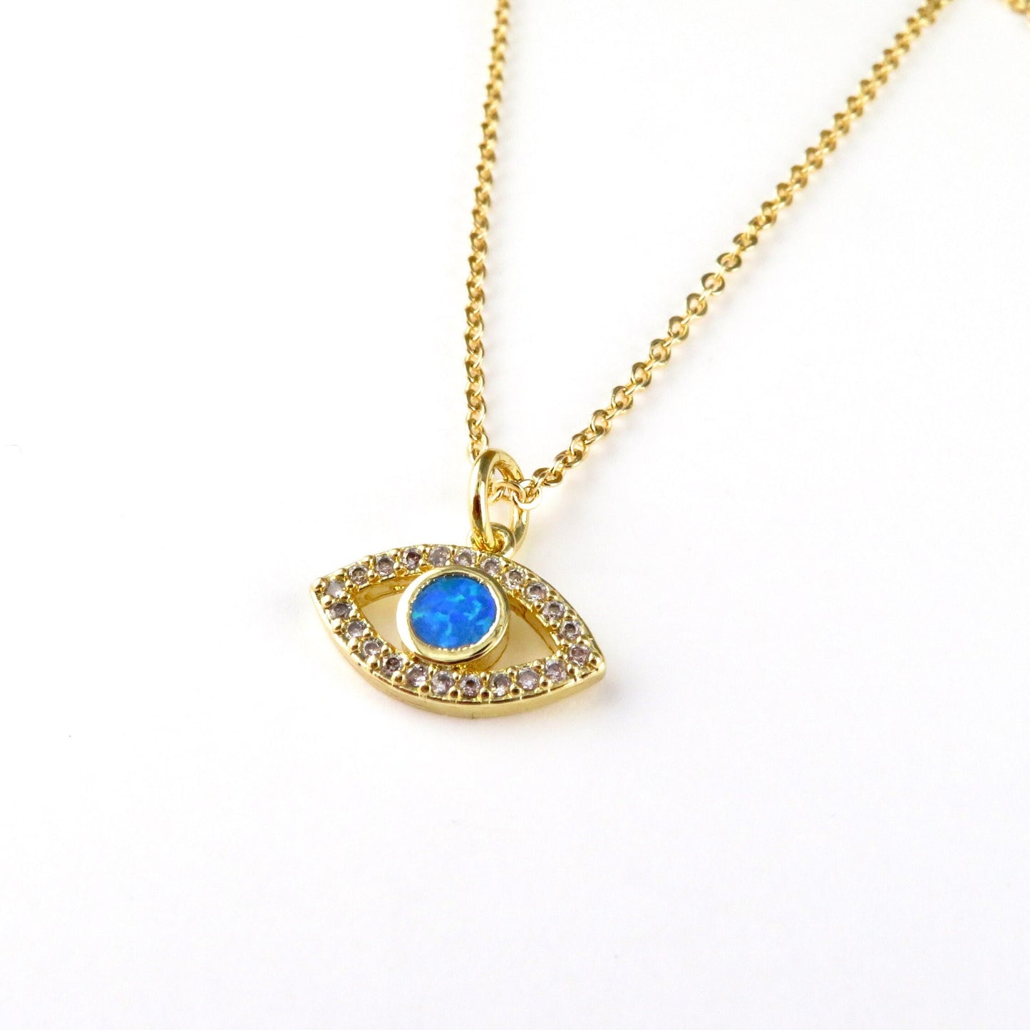 Opal CZ Eye Necklace