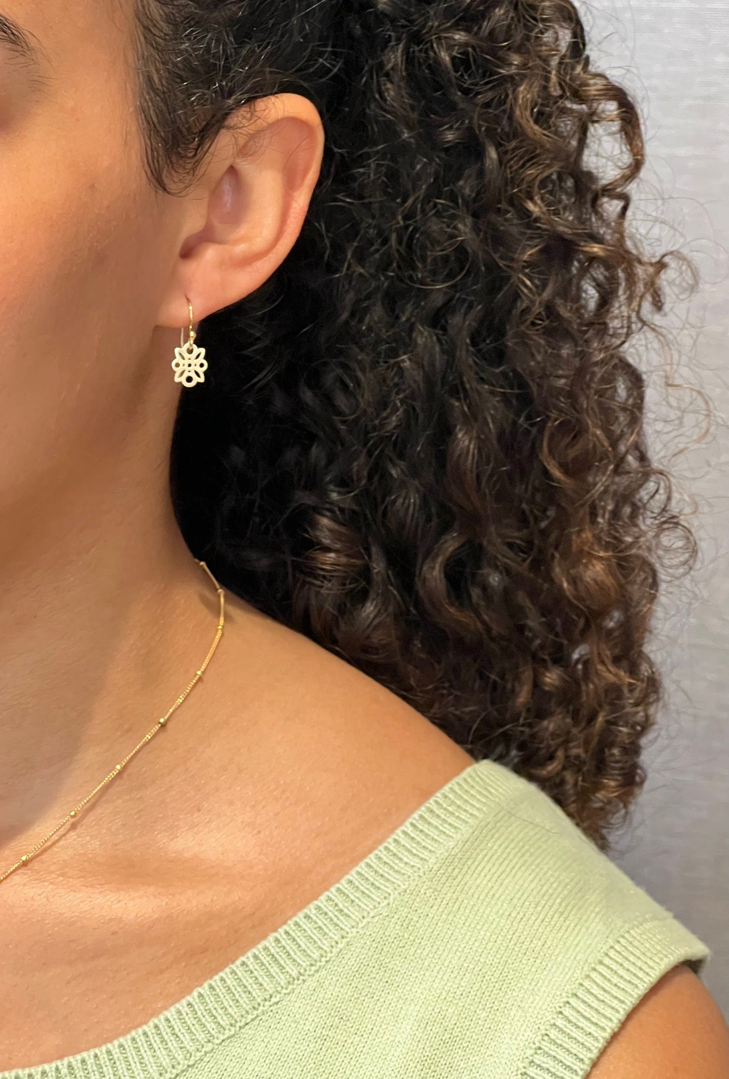 Small Gold Flower Earrings | Gold Delicate Earrings | Lightweight Flower Earrings | Gold Cutout Flower Earrings | Tiny Gold Flower Earrings
