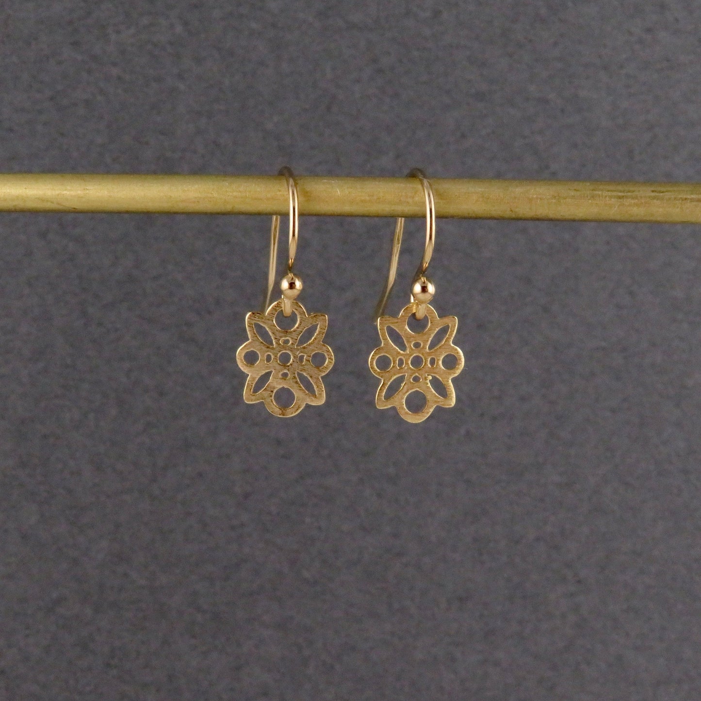Small Gold Flower Earrings | Gold Delicate Earrings | Lightweight Flower Earrings | Gold Cutout Flower Earrings | Tiny Gold Flower Earrings