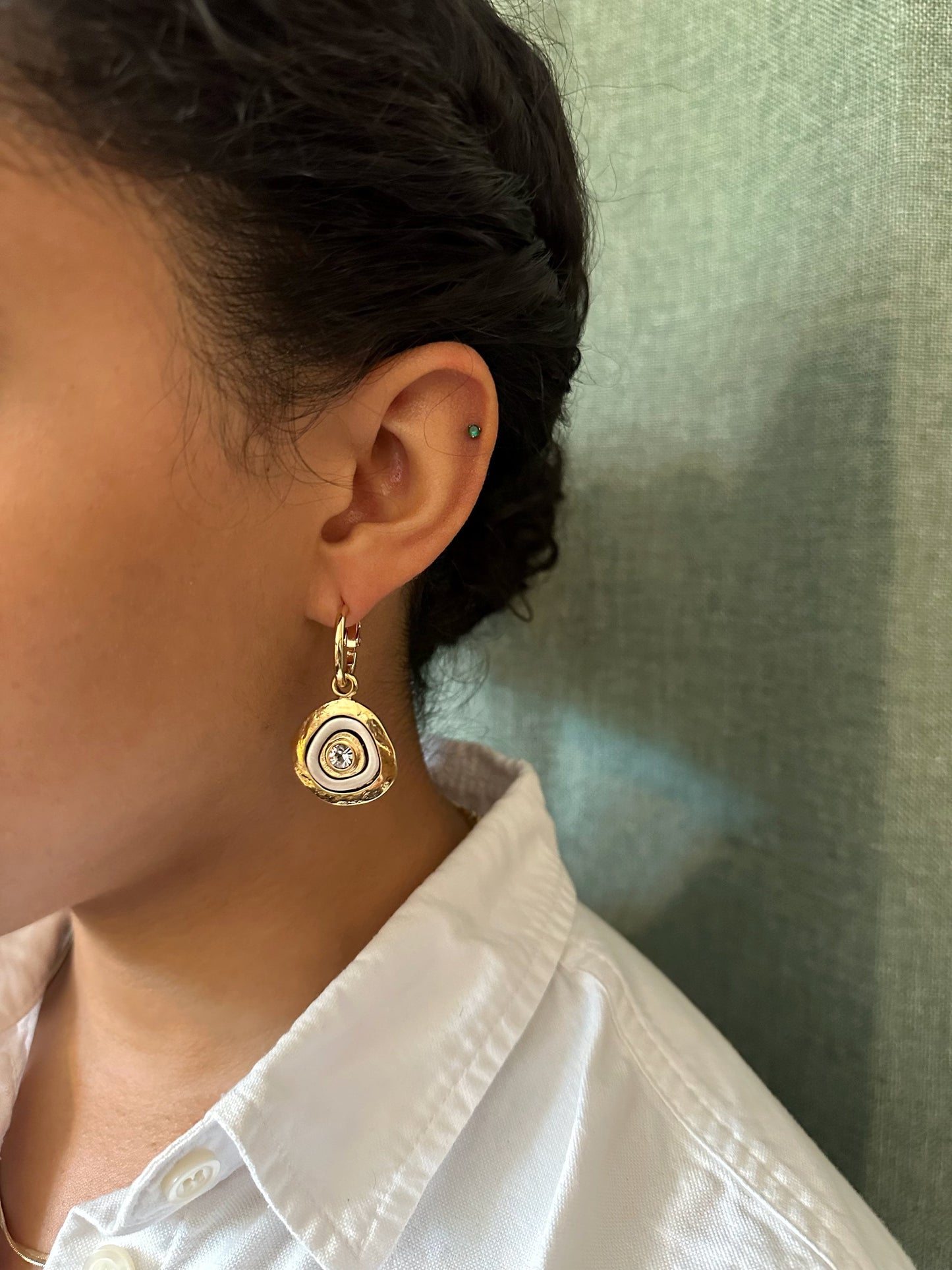 Two Tone Hoop Earrings | Gold Silver Earrings | Mixed Metal Earrings | Two Toned Sparkle Earrings | Two Tone Hoops | Unique Gold Earrings