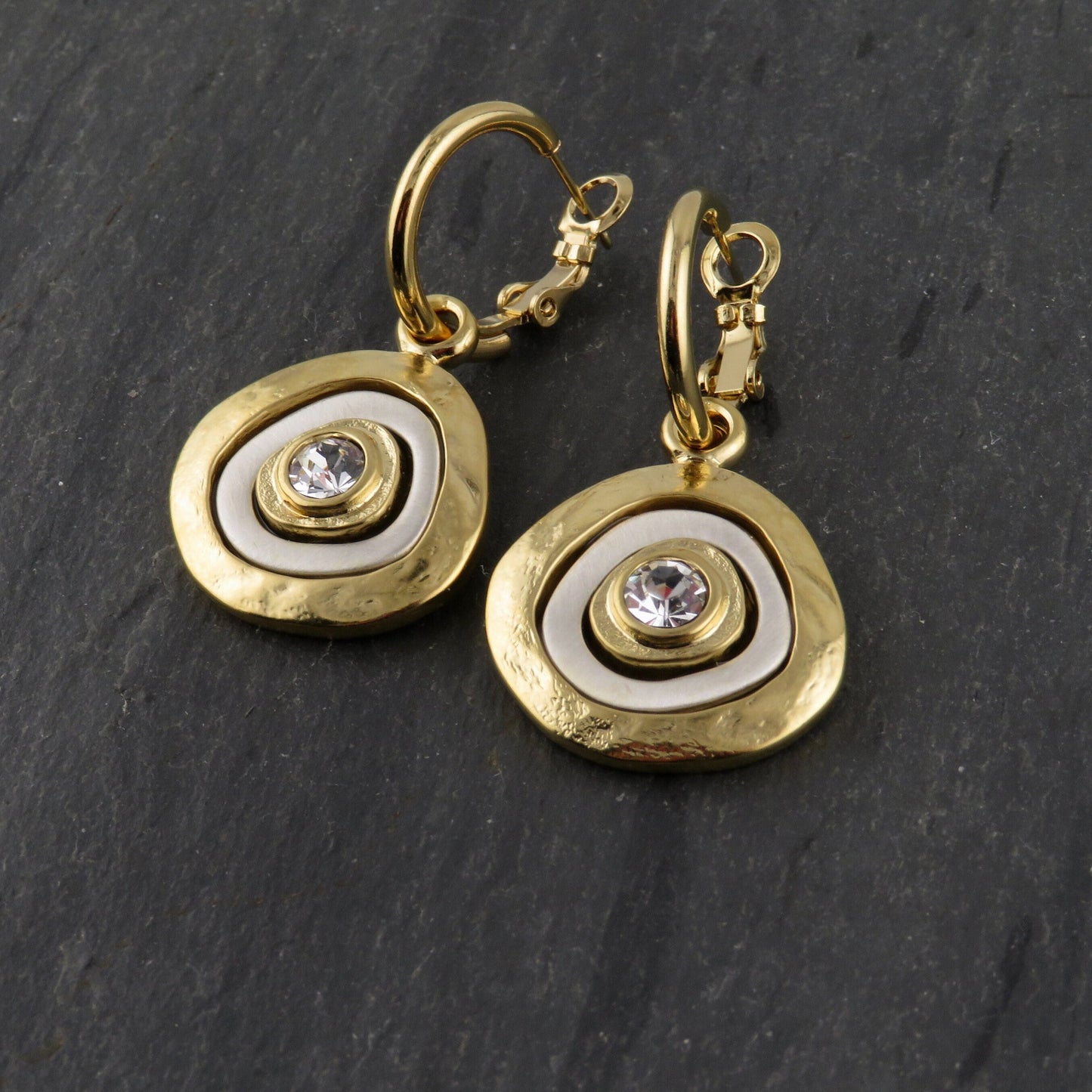 Two Tone Hoop Earrings | Gold Silver Earrings | Mixed Metal Earrings | Two Toned Sparkle Earrings | Two Tone Hoops | Unique Gold Earrings