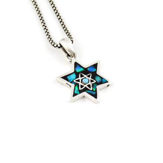 Double Sided Opal Star of David/Menorah Necklace