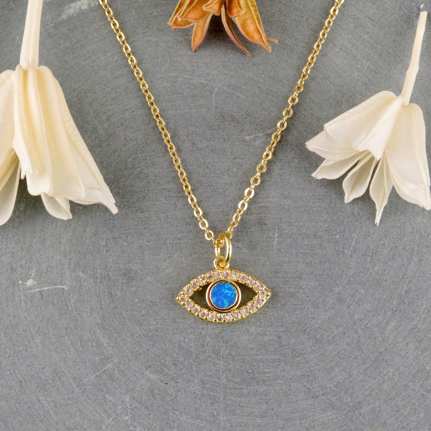 Opal CZ Eye Necklace